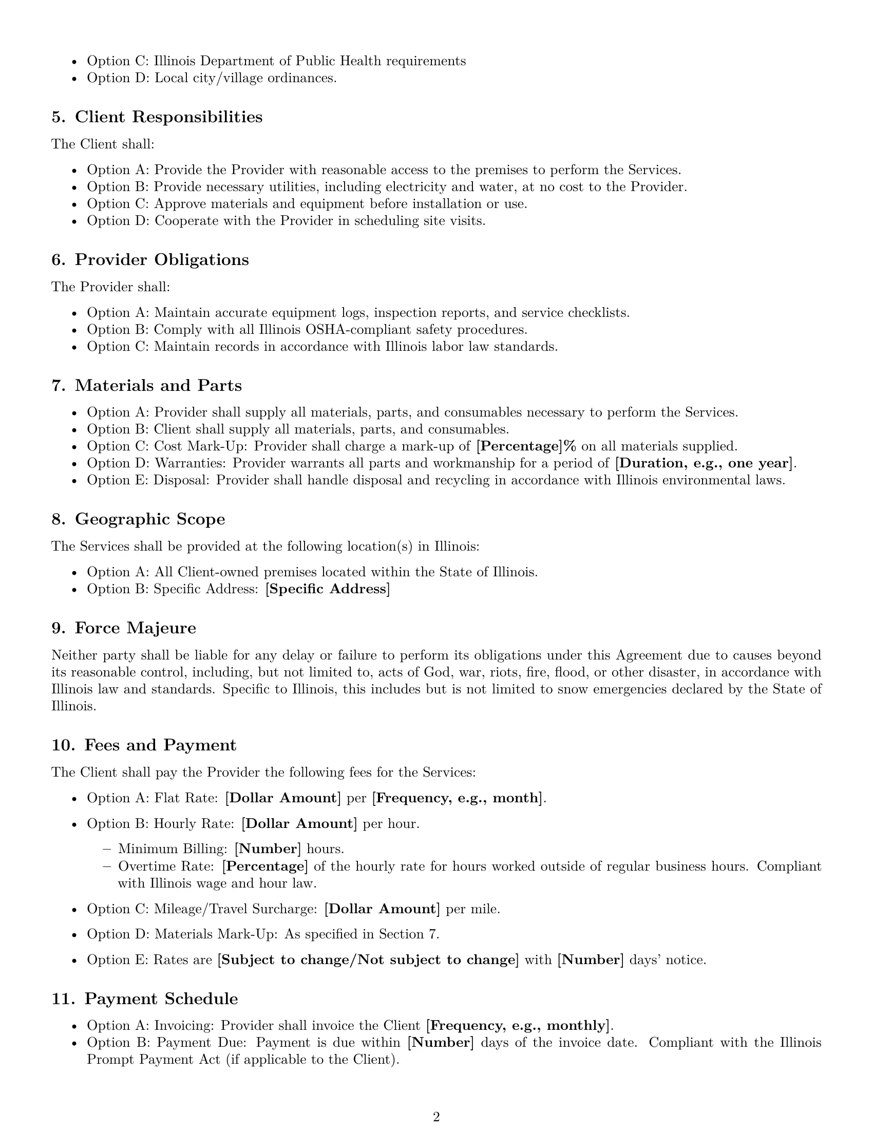Preview page 2 of Free Illinois maintenance service contract template