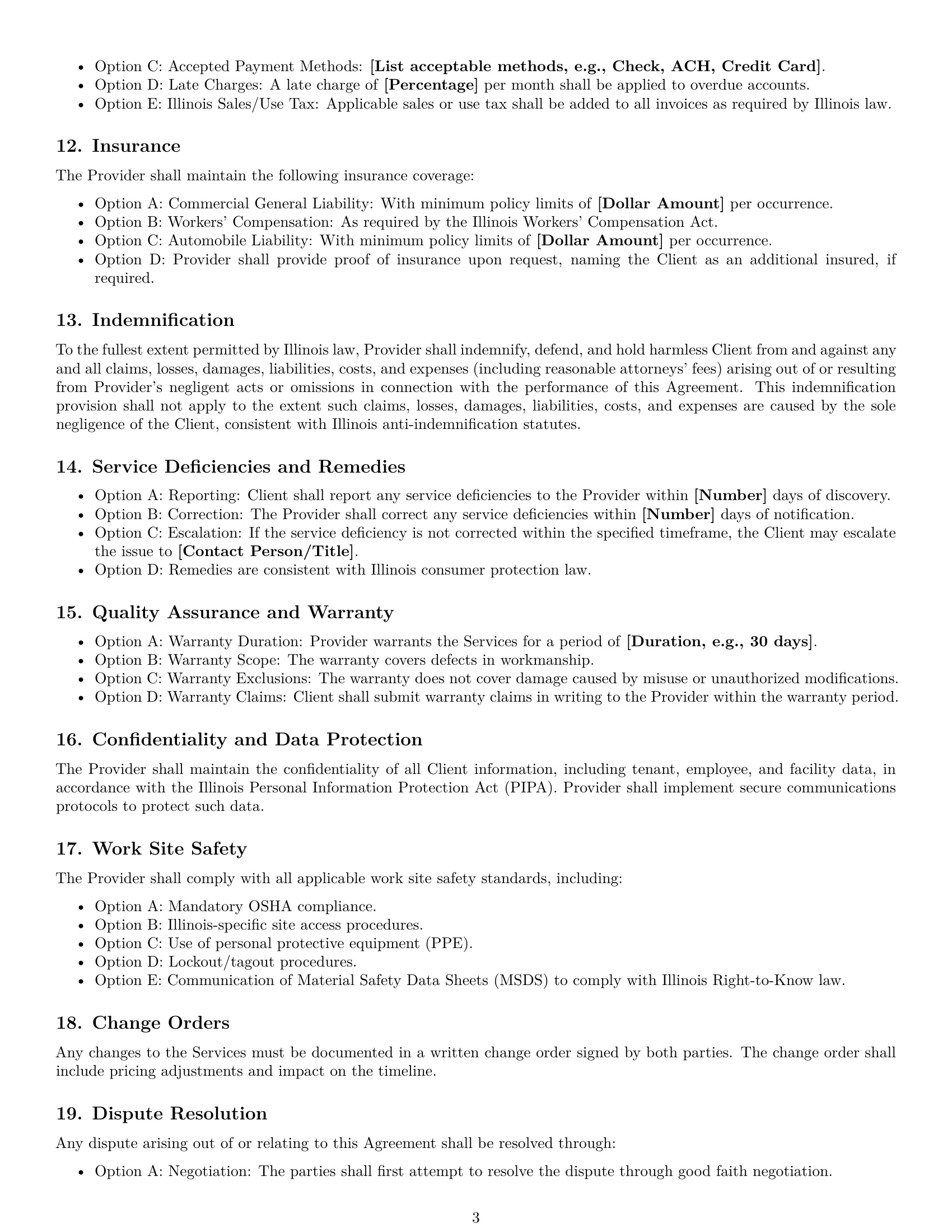 Preview page 3 of Free Illinois maintenance service contract template