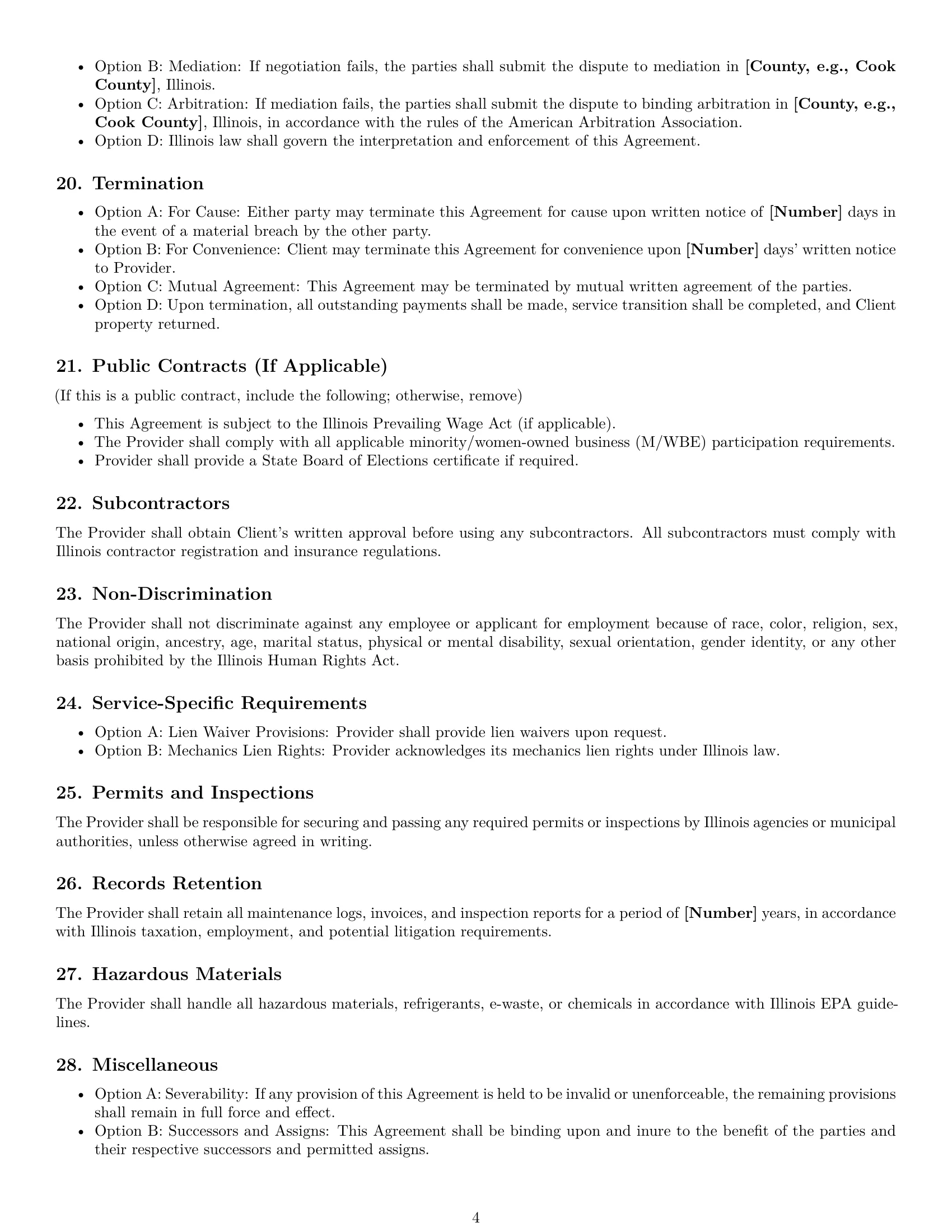 Preview page 4 of Free Illinois maintenance service contract template