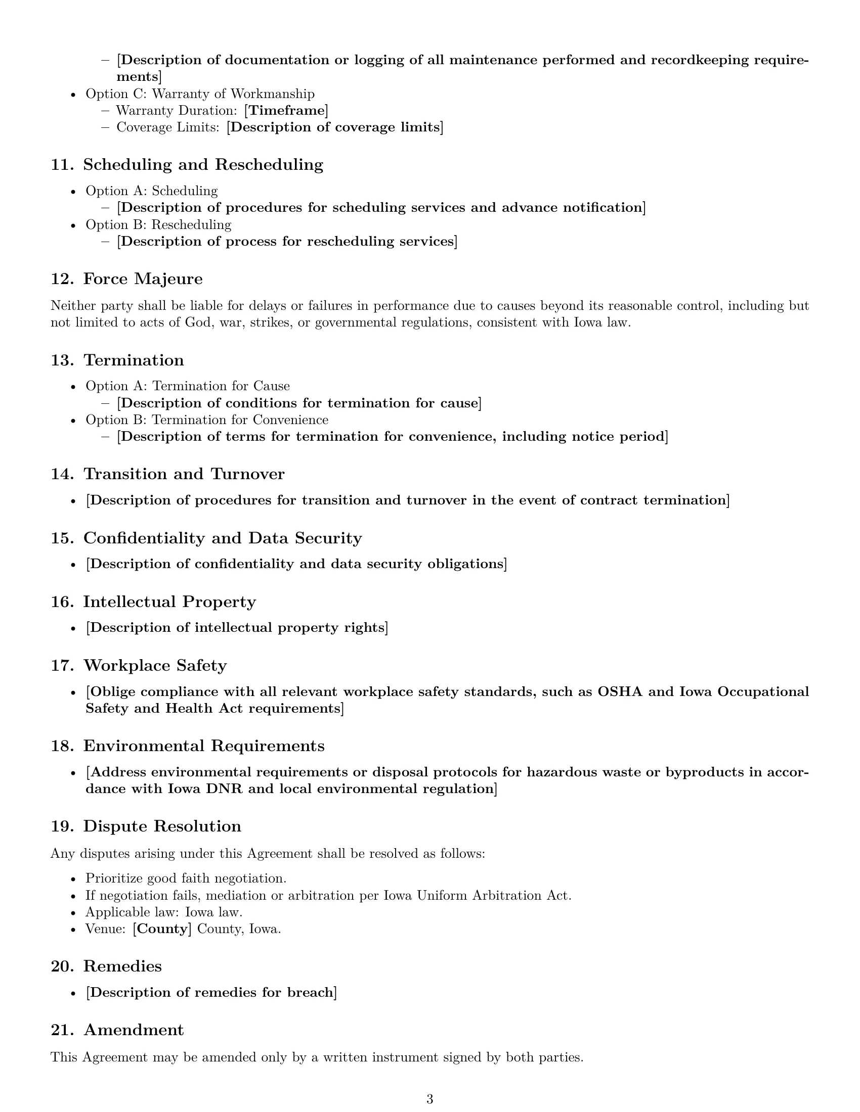Preview page 3 of Free Iowa maintenance service contract template