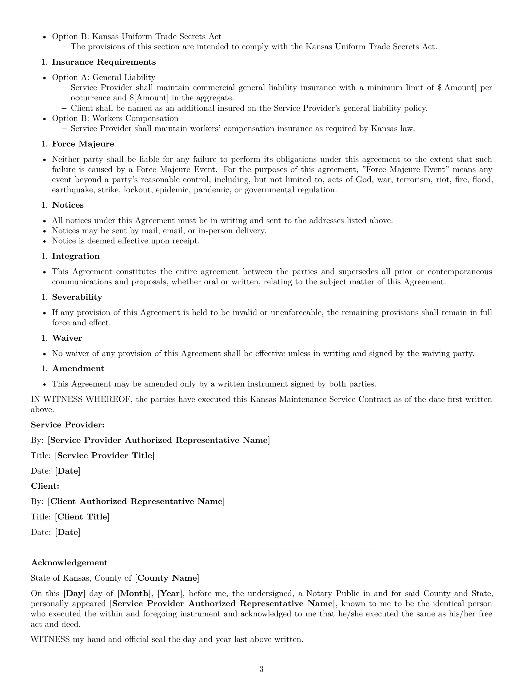 Preview page 3 of Free Kansas maintenance service contract template