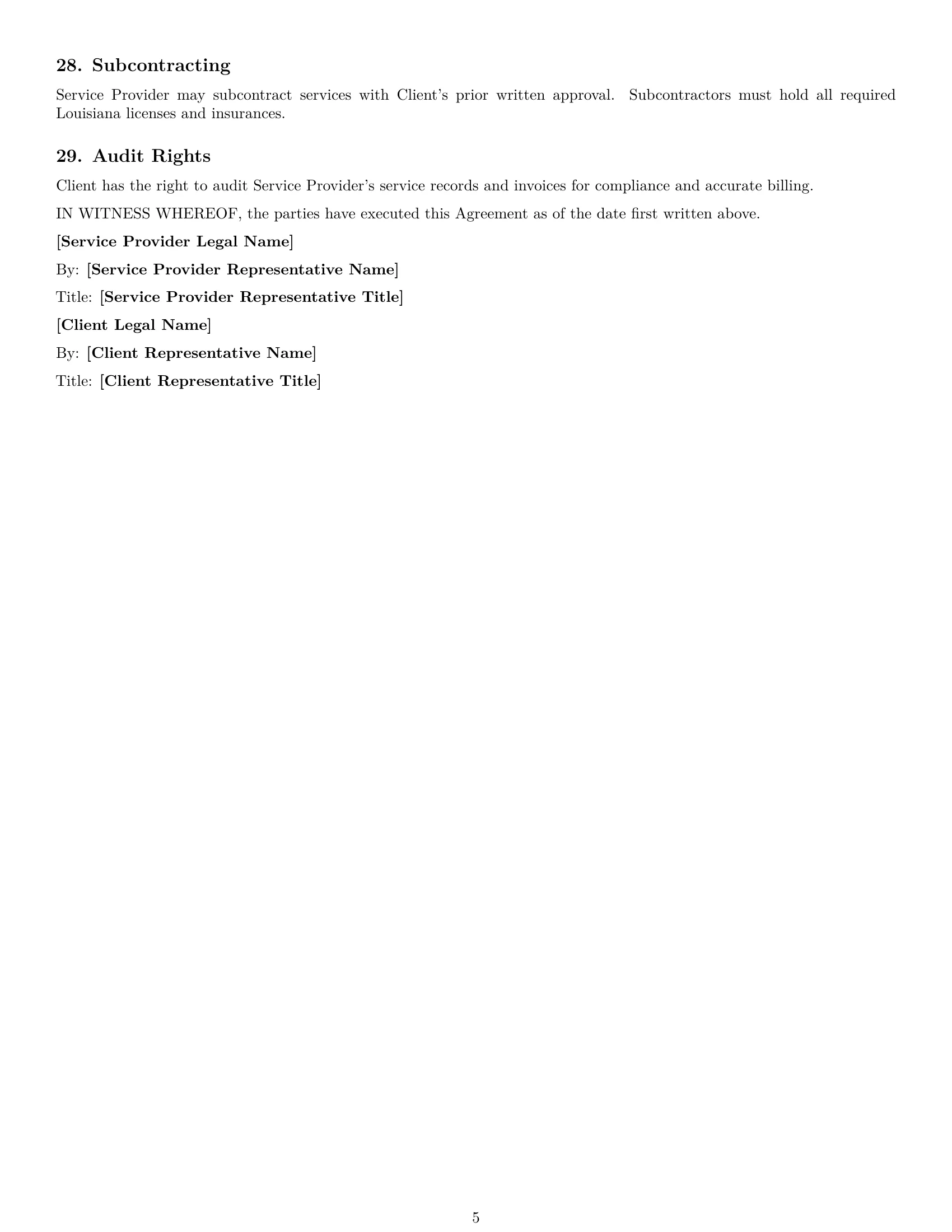Preview page 5 of Free Louisiana maintenance service contract template