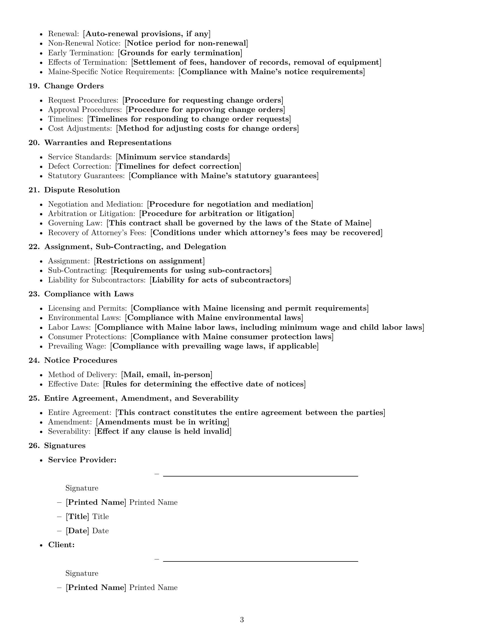 Preview page 3 of Free Maine maintenance service contract template