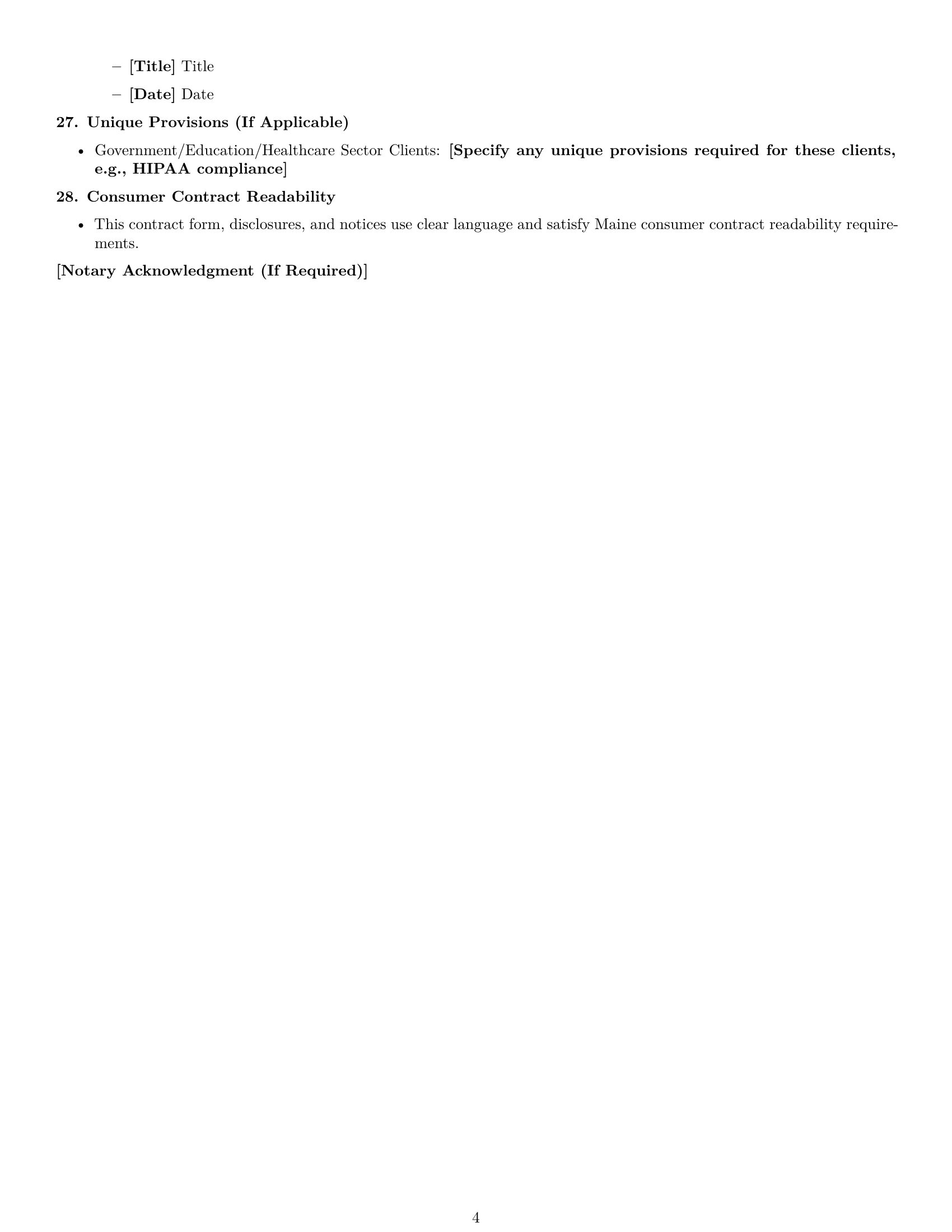 Preview page 4 of Free Maine maintenance service contract template