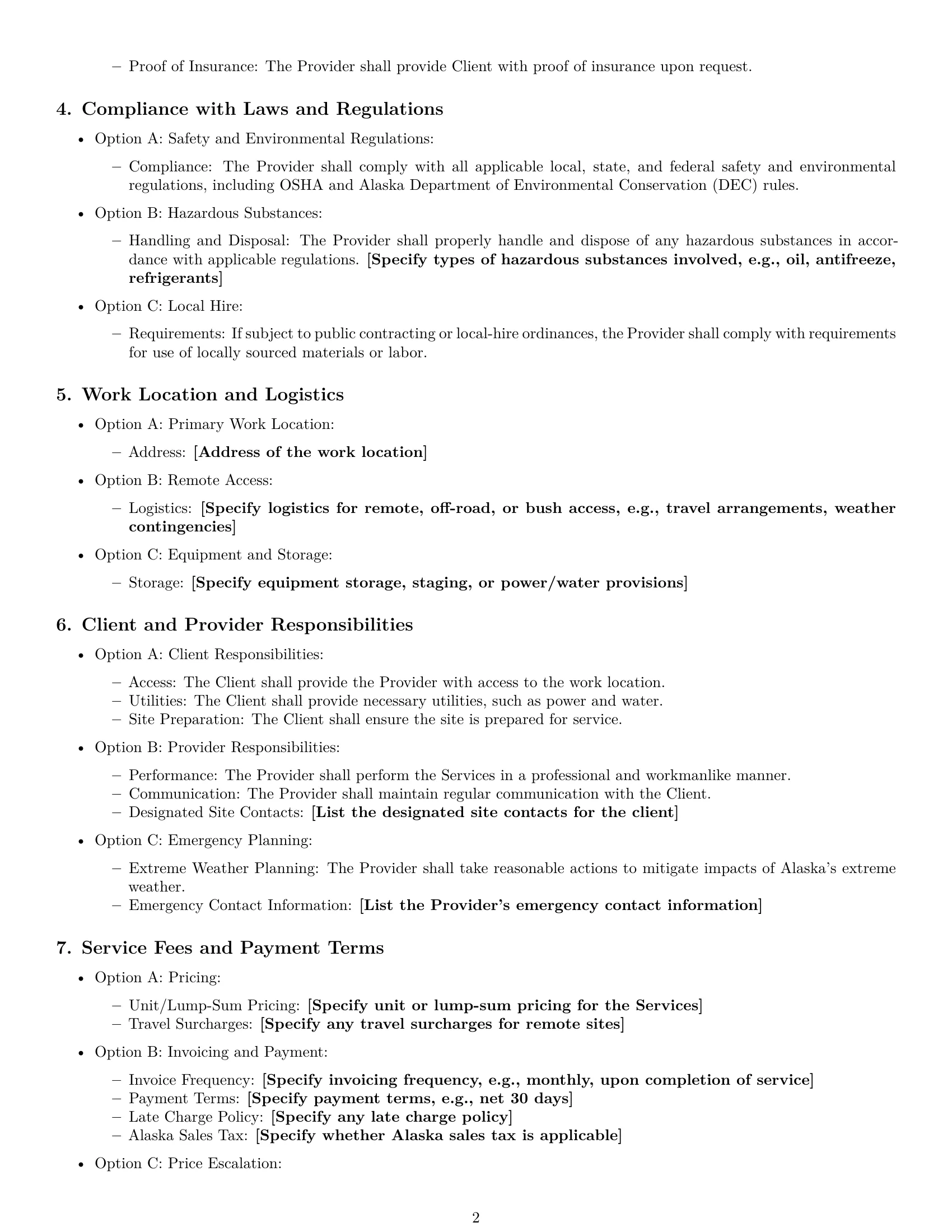 Preview page 2 of Free Alaska maintenance service contract template