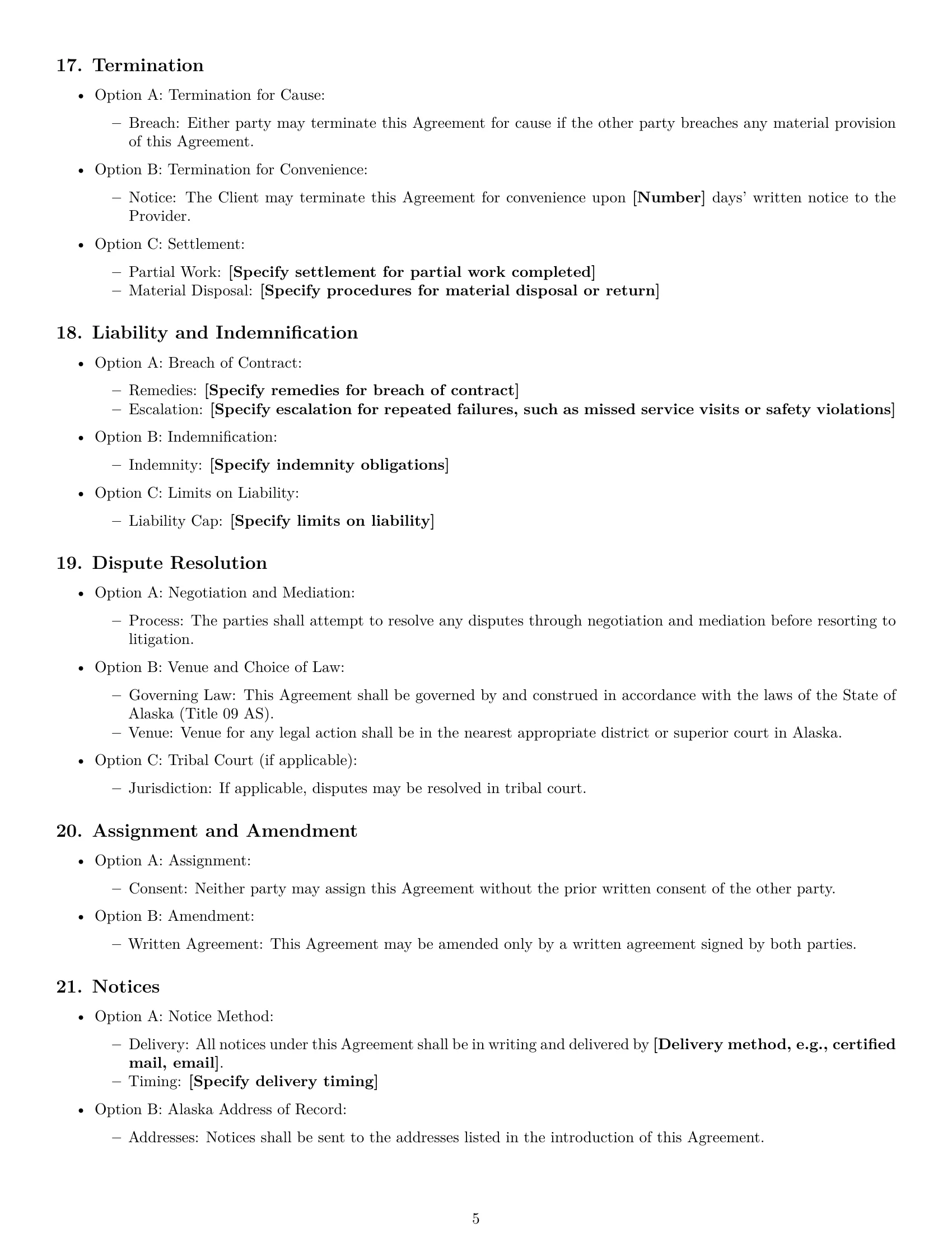 Preview page 5 of Free Alaska maintenance service contract template