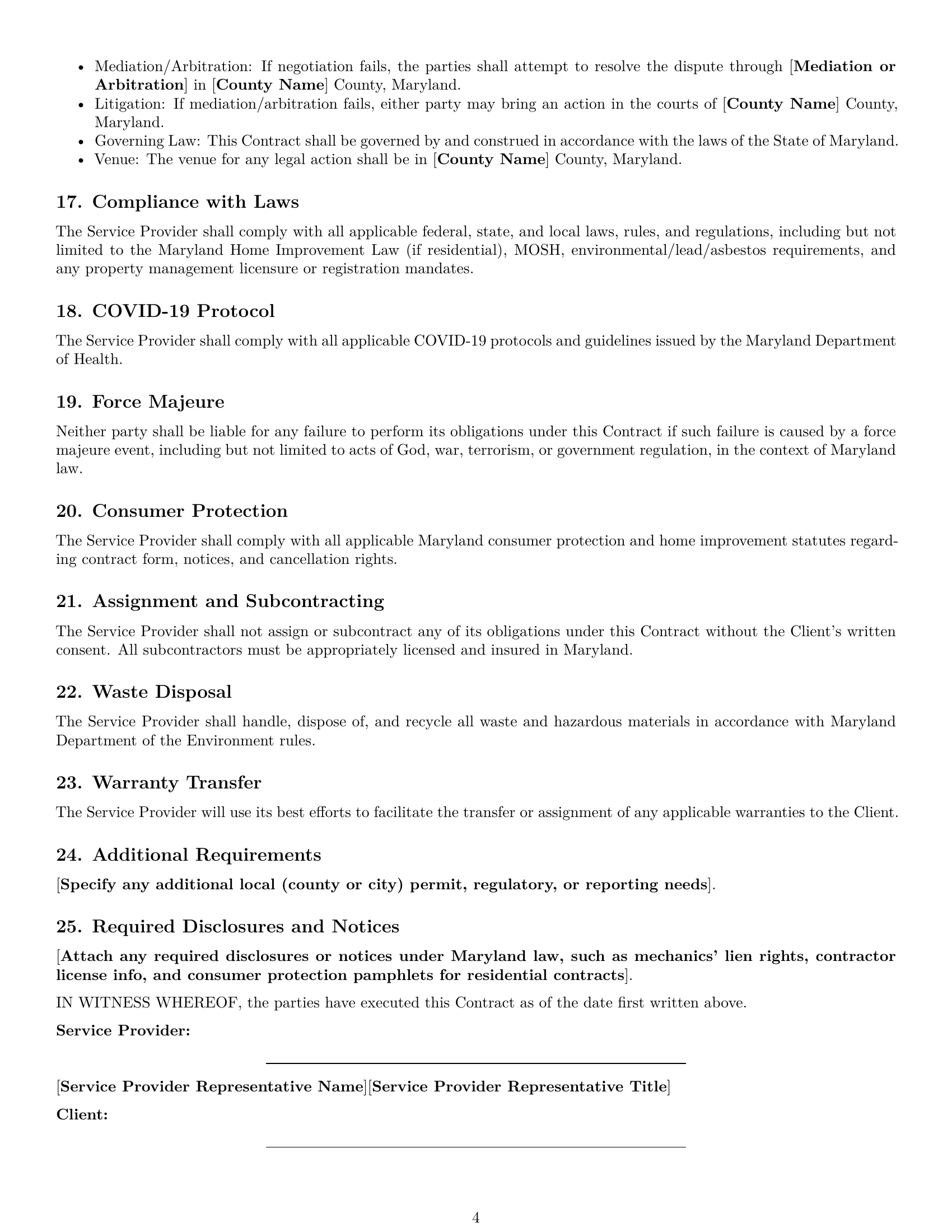 Preview page 4 of Free Maryland maintenance service contract template