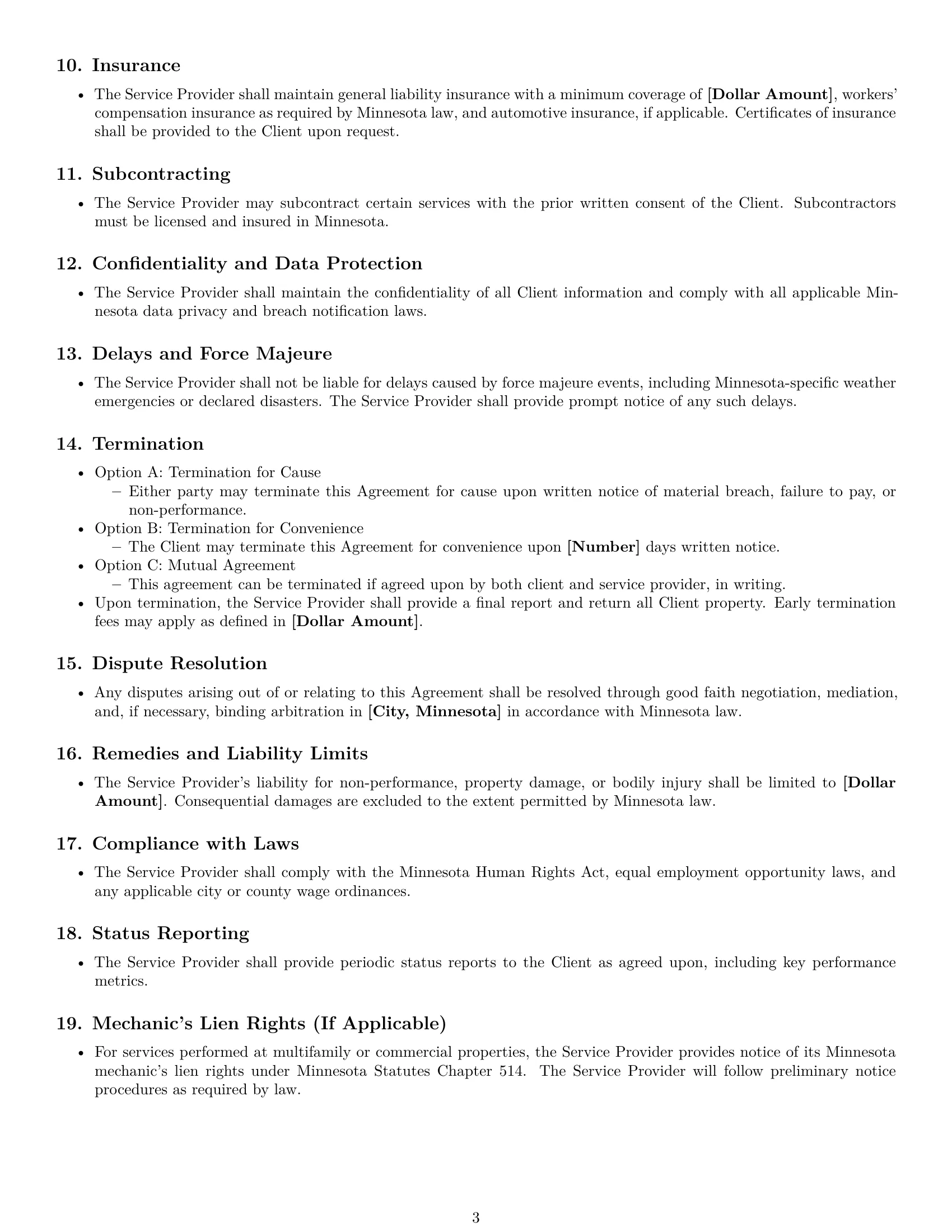 Preview page 3 of Free Minnesota maintenance service contract template