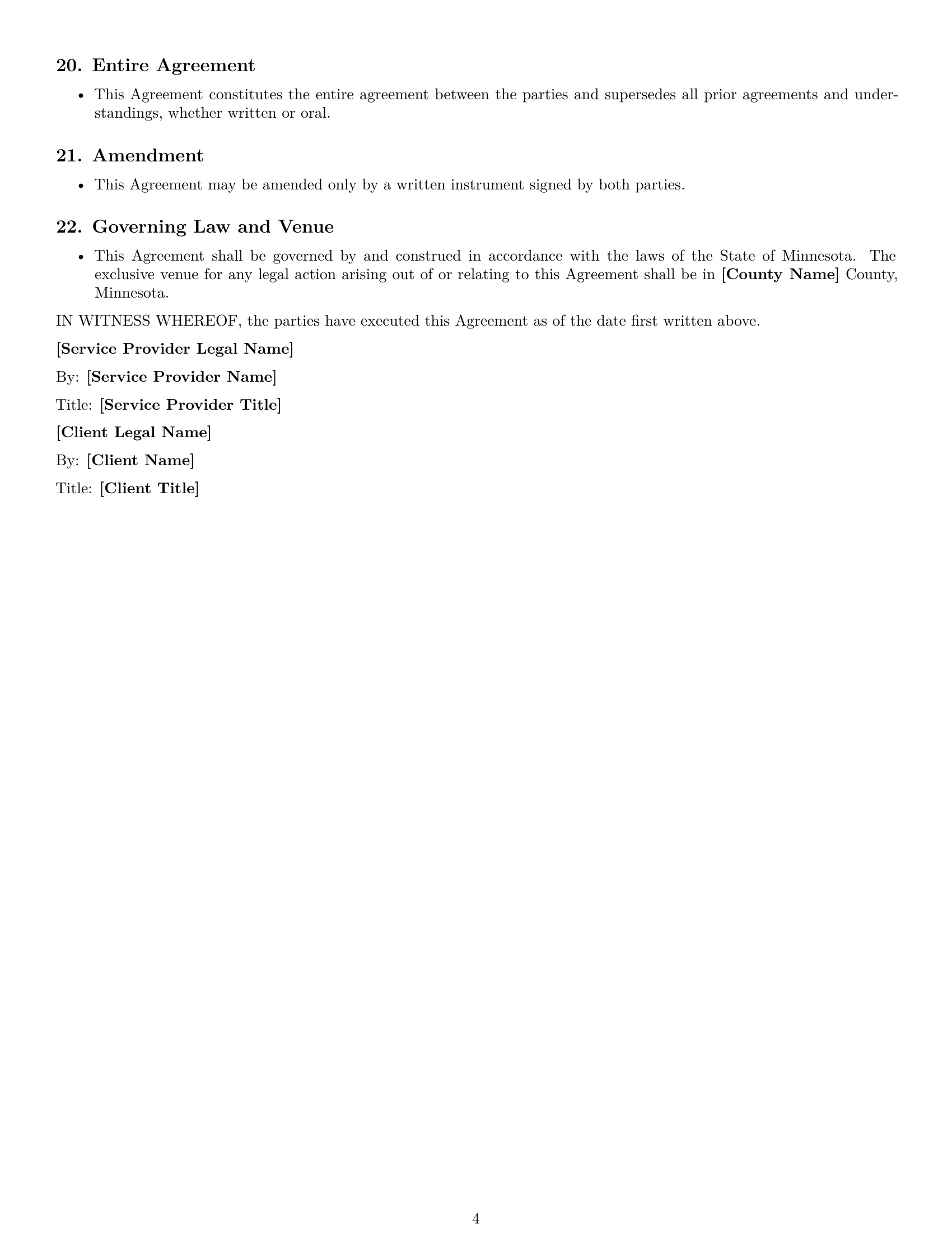 Preview page 4 of Free Minnesota maintenance service contract template