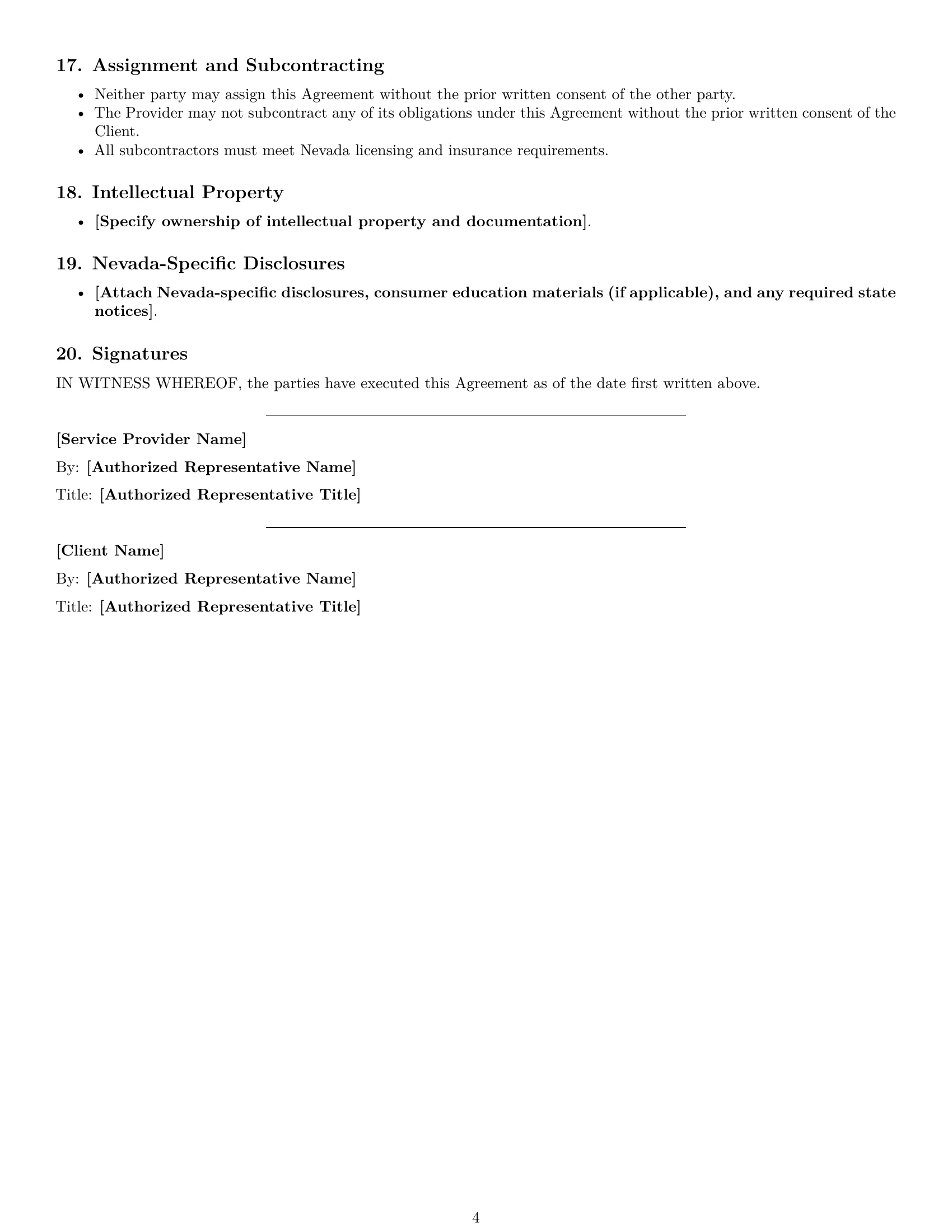 Preview page 4 of Free Nevada maintenance service contract template