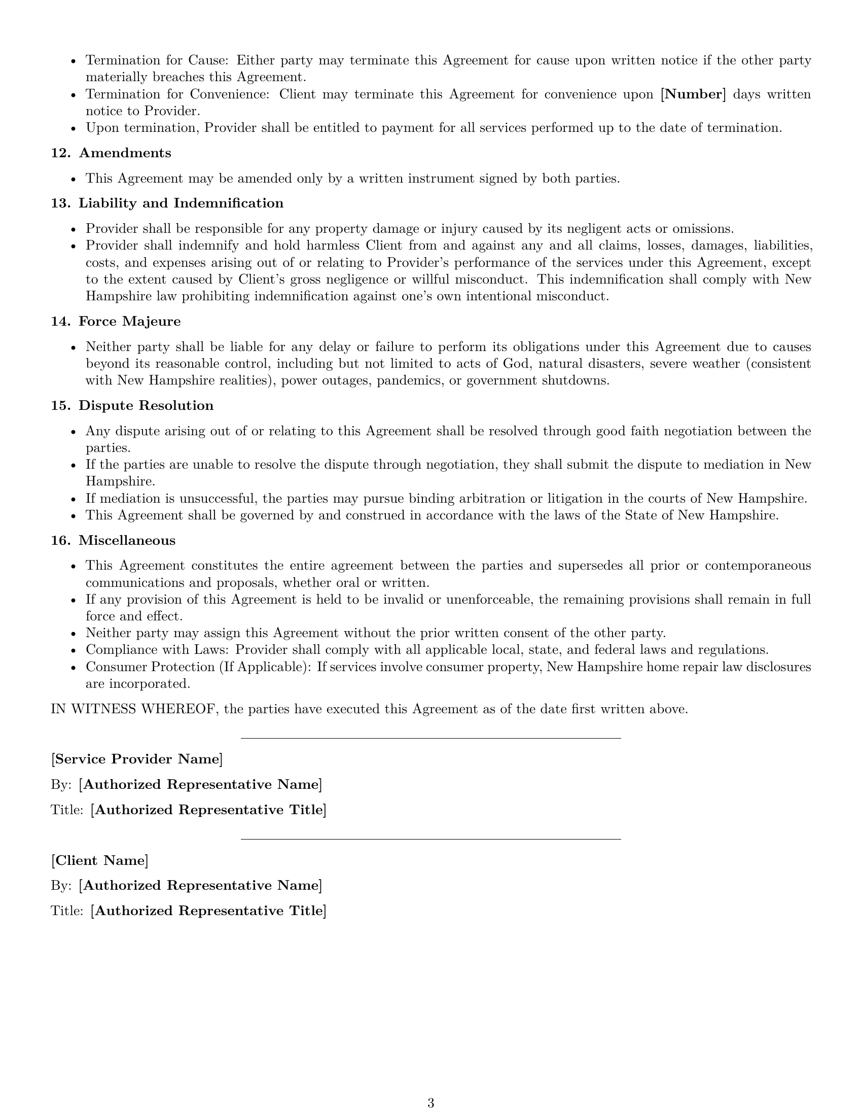 Preview page 3 of Free New Hampshire maintenance service contract template