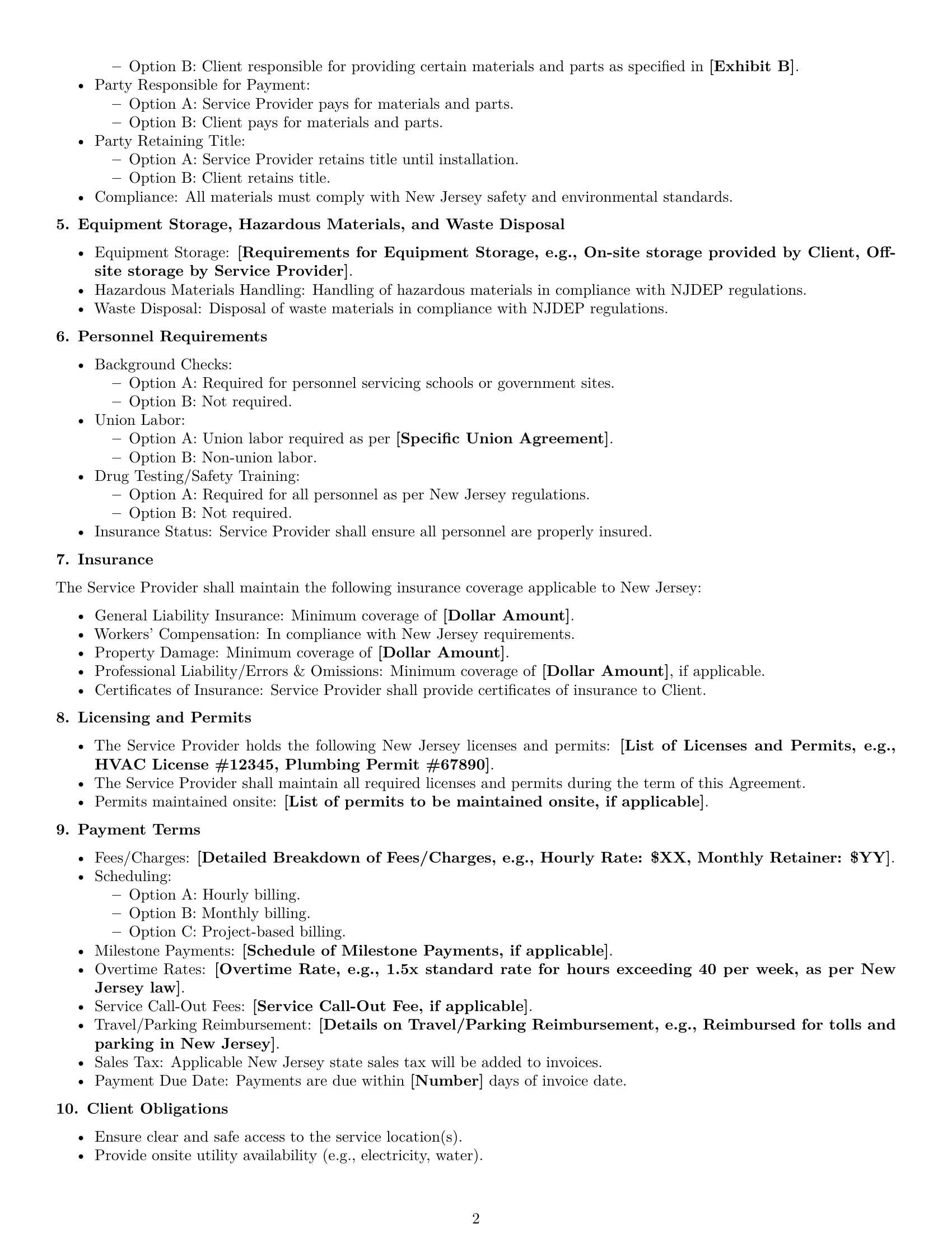 Preview page 2 of Free New Jersey maintenance service contract template