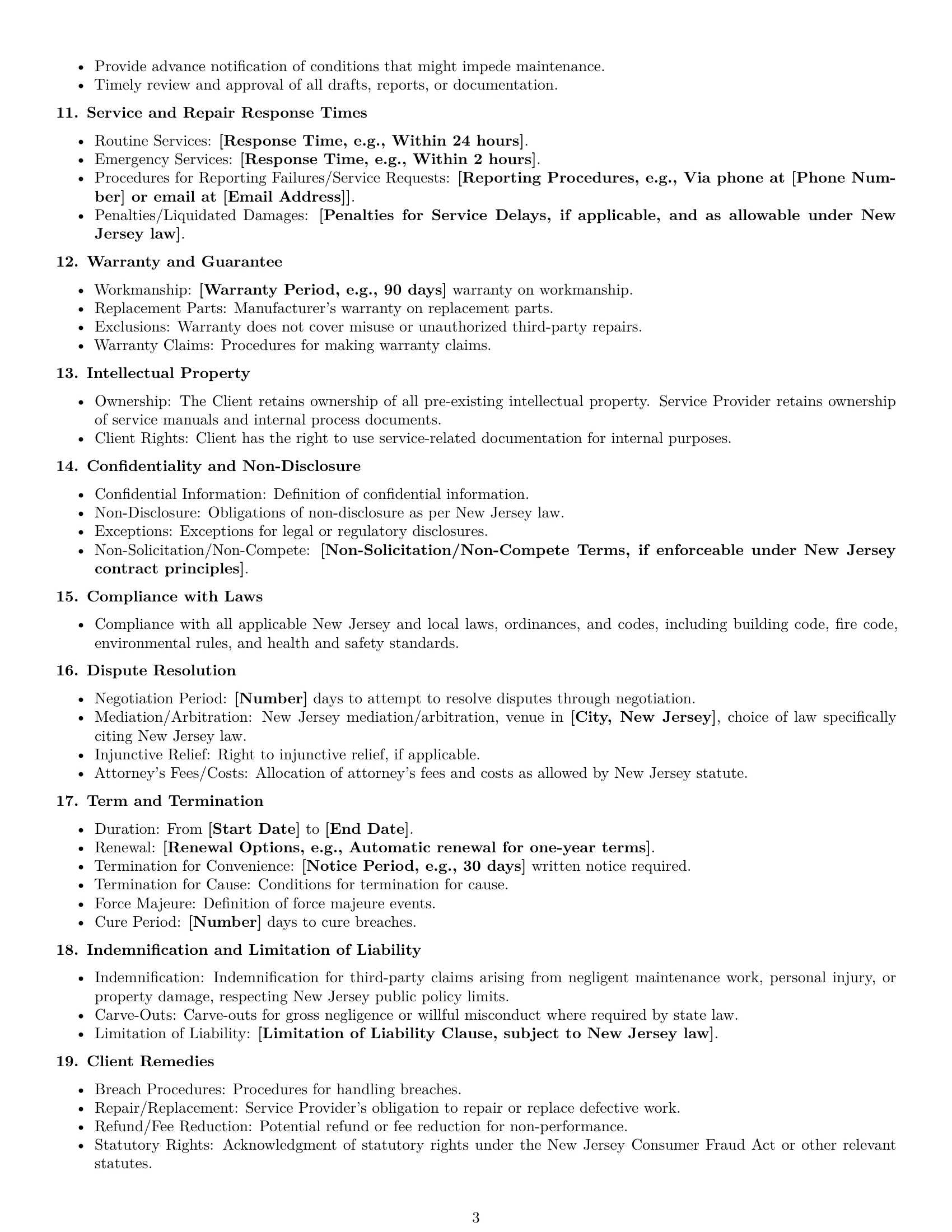 Preview page 3 of Free New Jersey maintenance service contract template