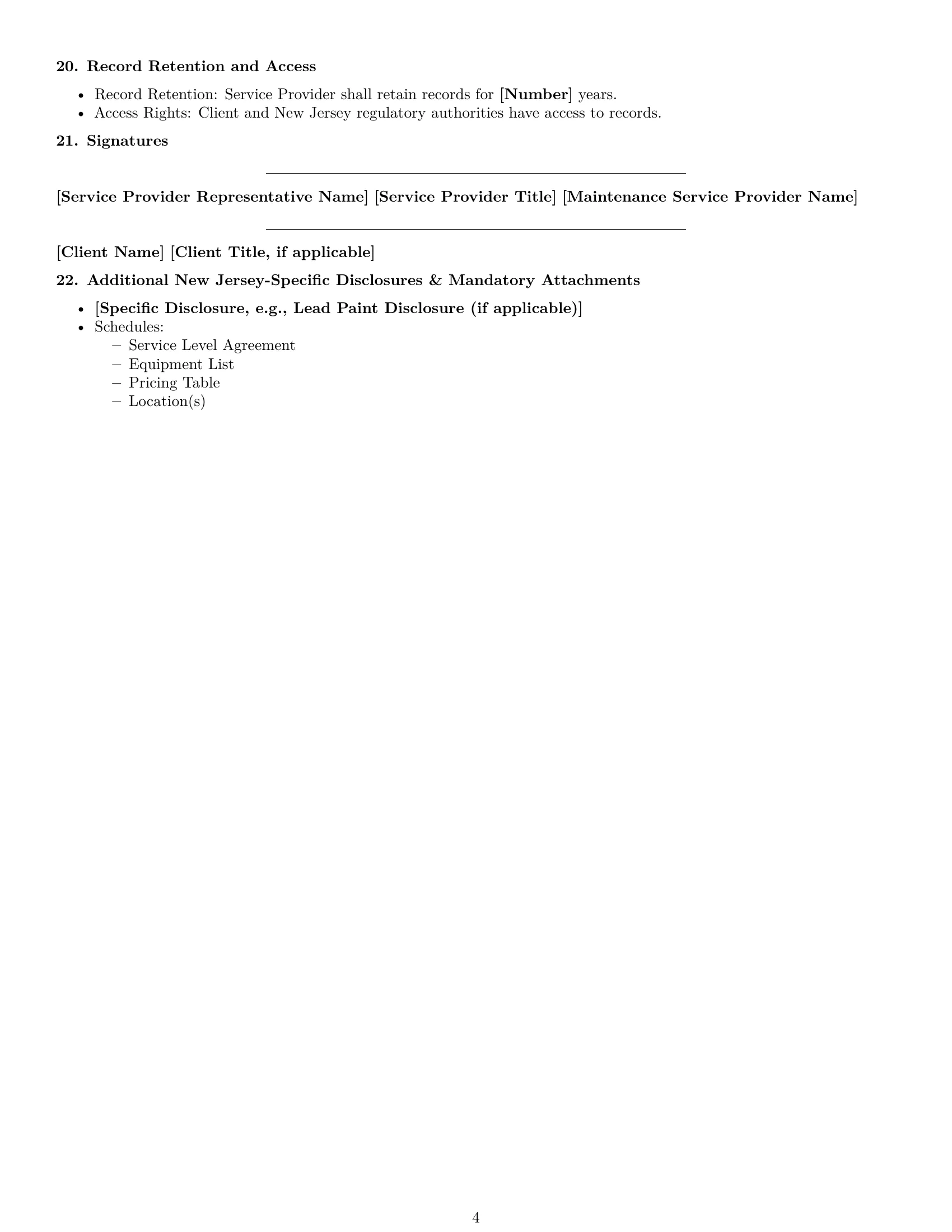 Preview page 4 of Free New Jersey maintenance service contract template