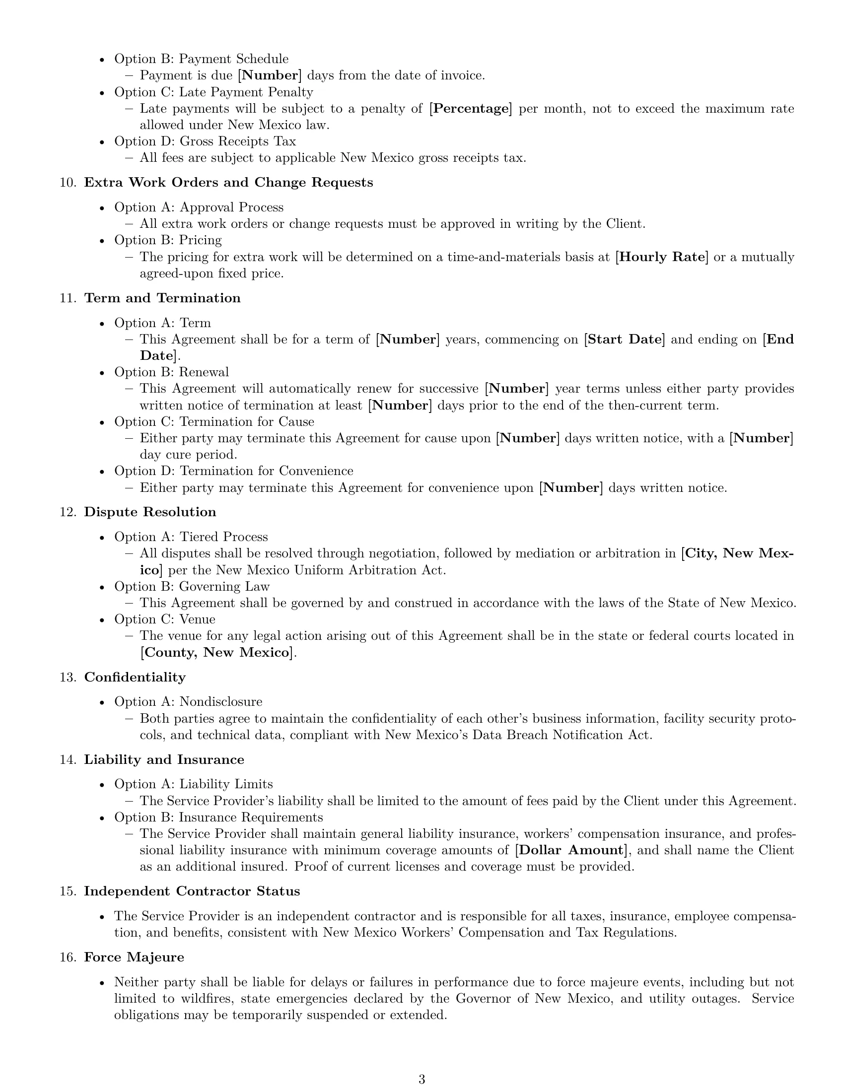 Preview page 3 of Free New Mexico maintenance service contract template