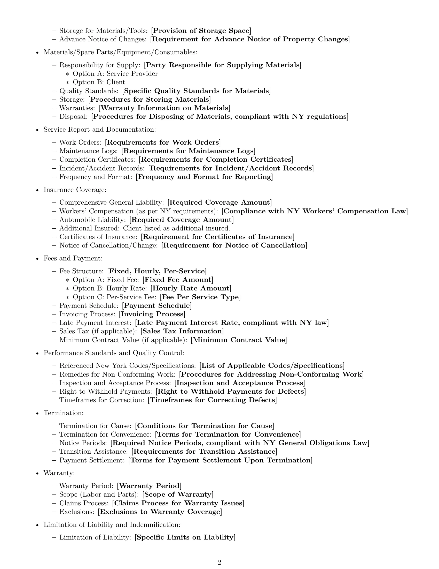 Preview page 2 of Free New York maintenance service contract template