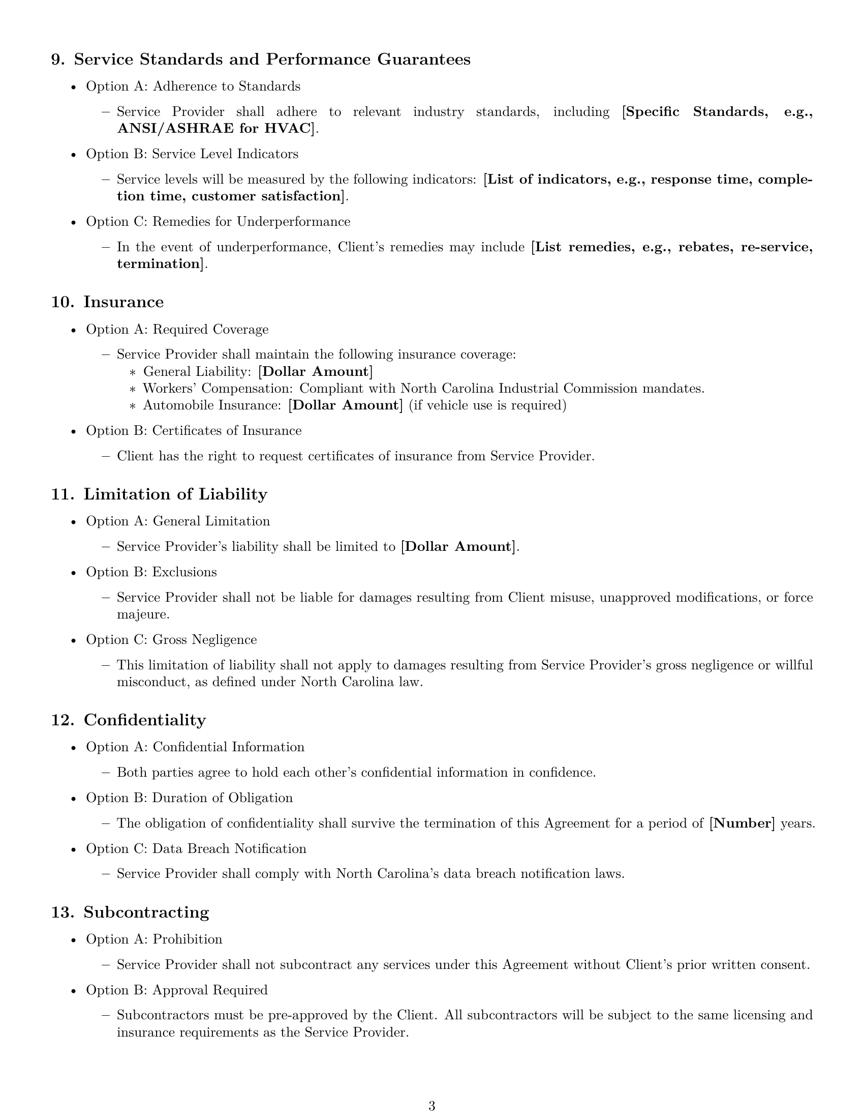 Preview page 3 of Free North Carolina maintenance service contract template