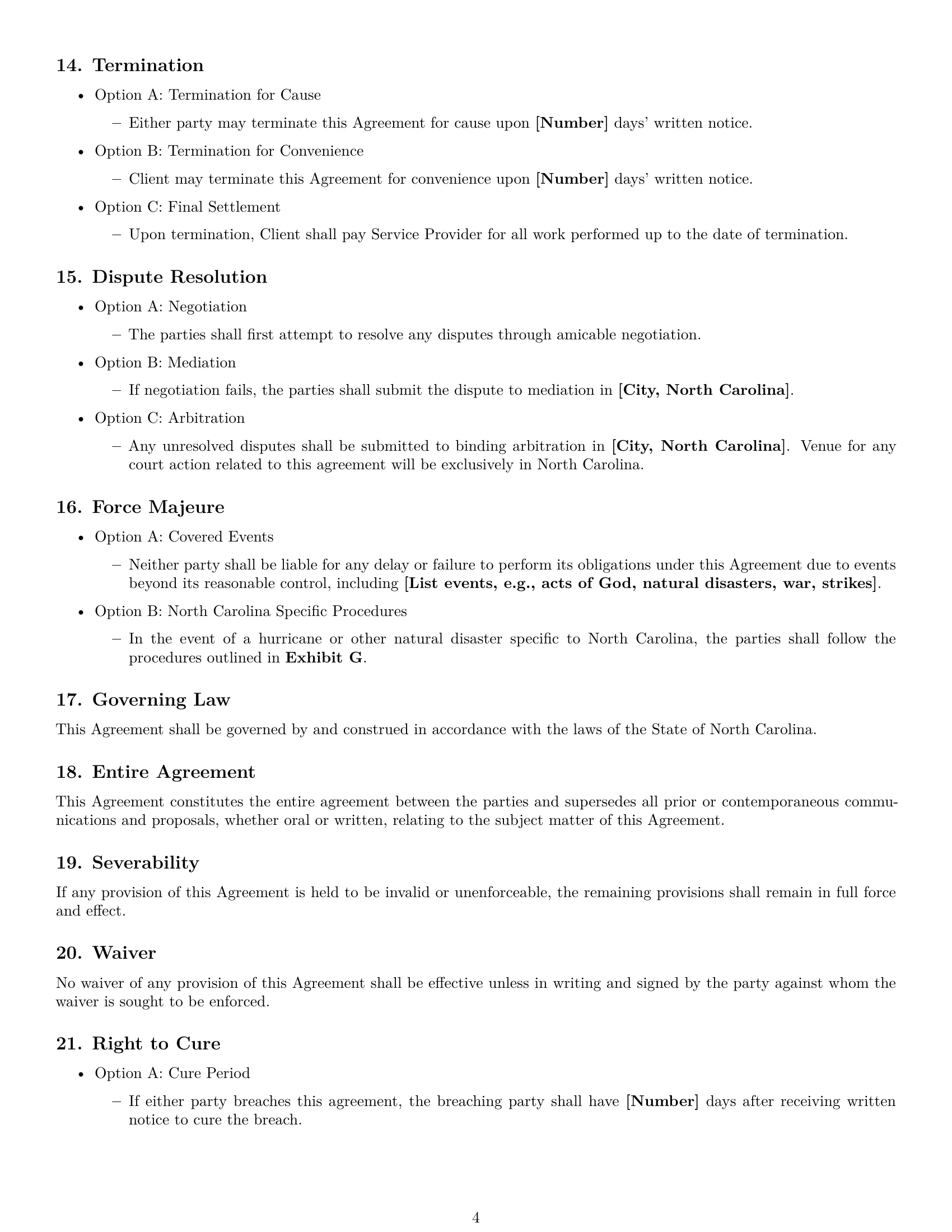 Preview page 4 of Free North Carolina maintenance service contract template