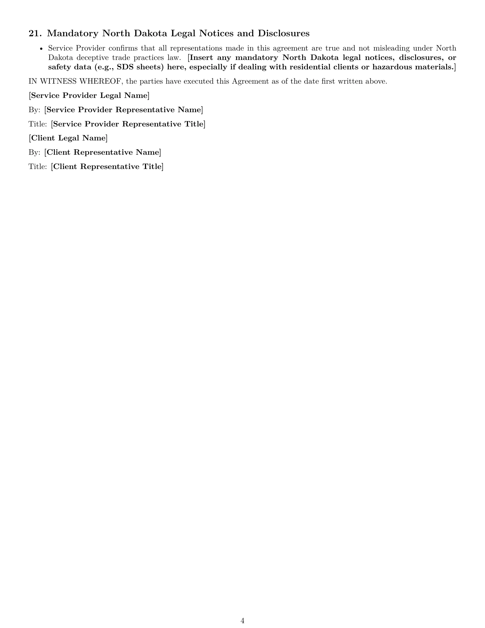 Preview page 4 of Free North Dakota maintenance service contract template