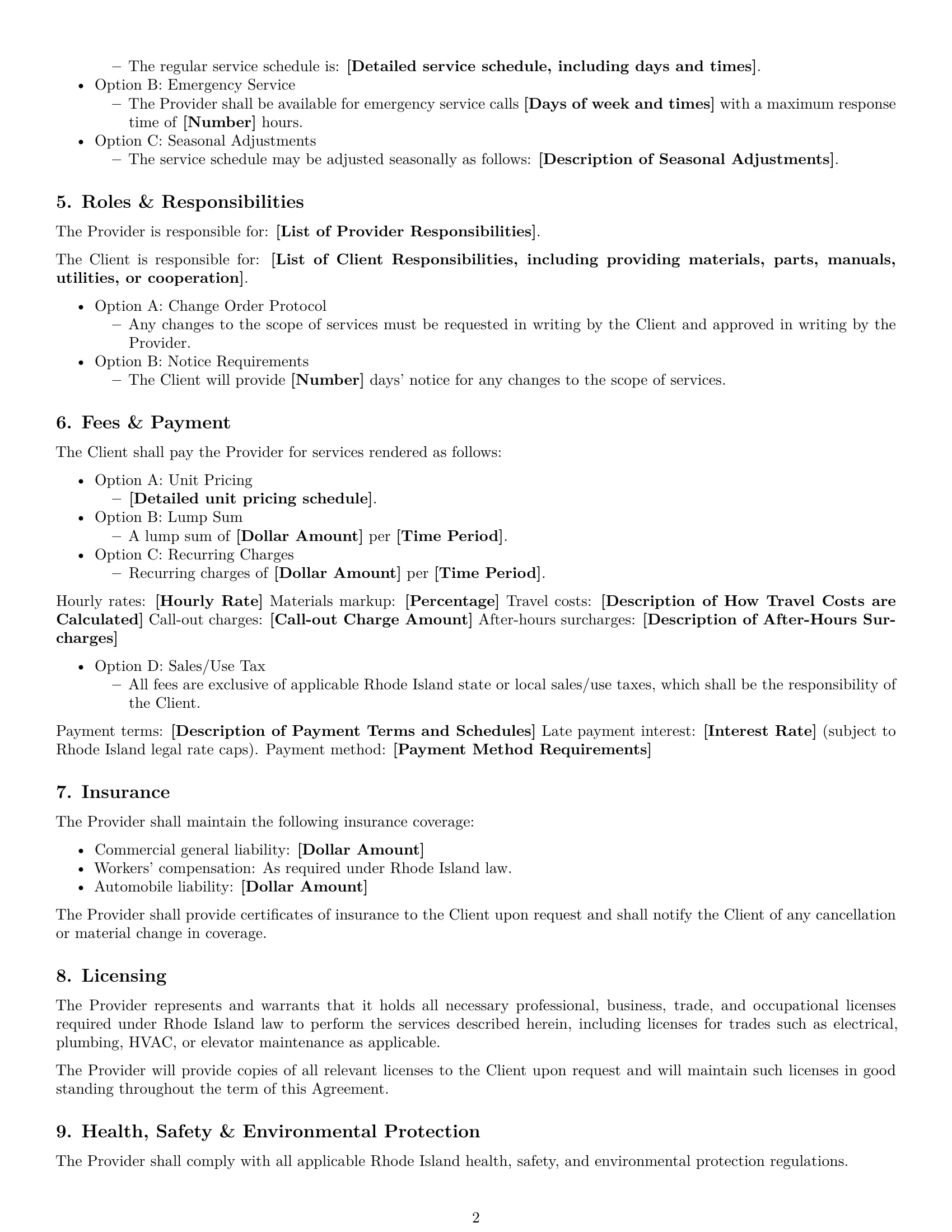 Preview page 2 of Free Rhode Island maintenance service contract template
