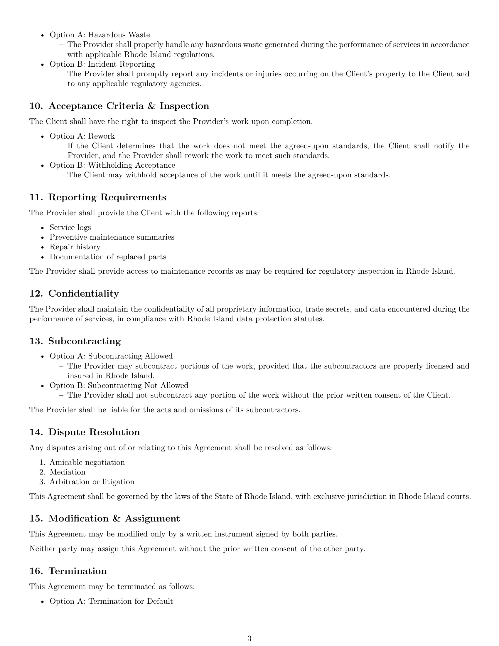 Preview page 3 of Free Rhode Island maintenance service contract template