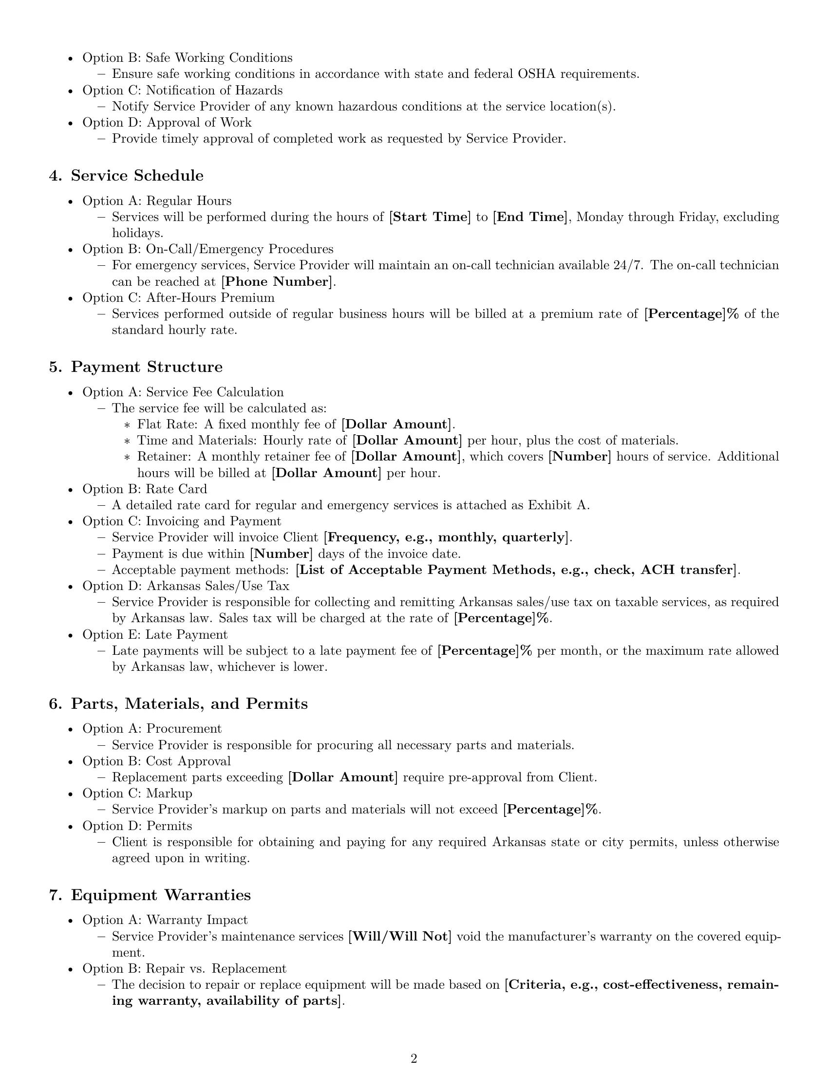 Preview page 2 of Free Arkansas maintenance service contract template