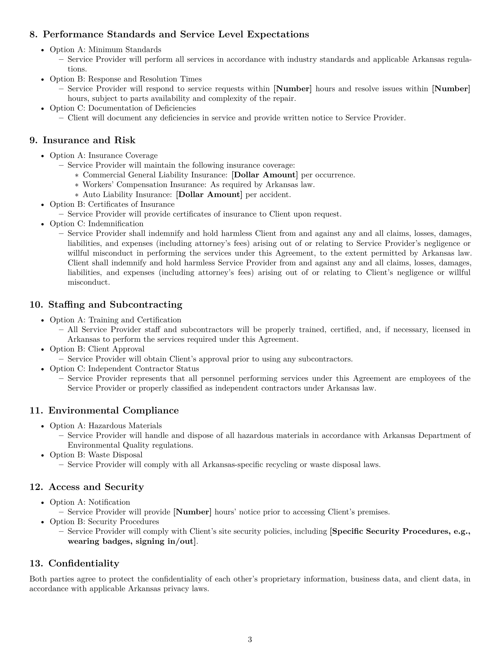 Preview page 3 of Free Arkansas maintenance service contract template