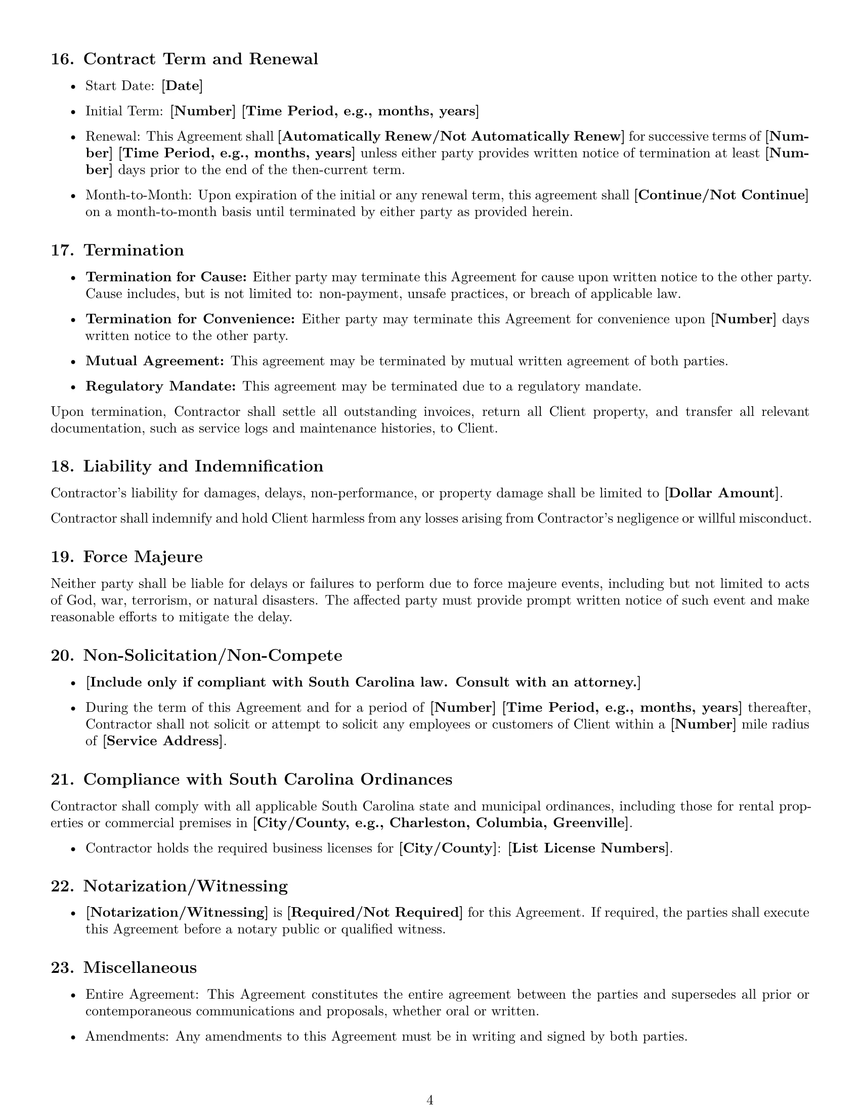 Preview page 4 of Free South Carolina maintenance service contract template