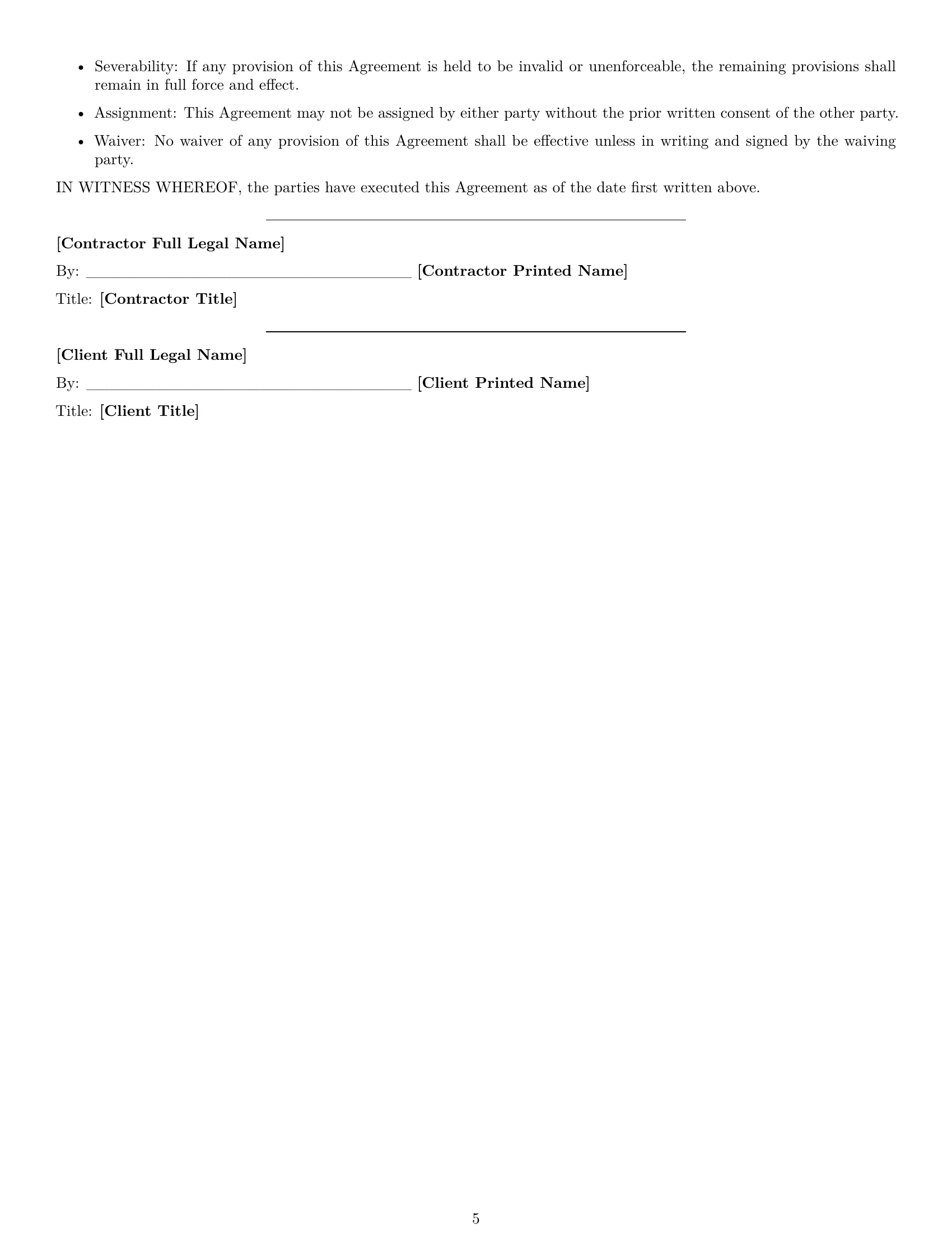Preview page 5 of Free South Carolina maintenance service contract template