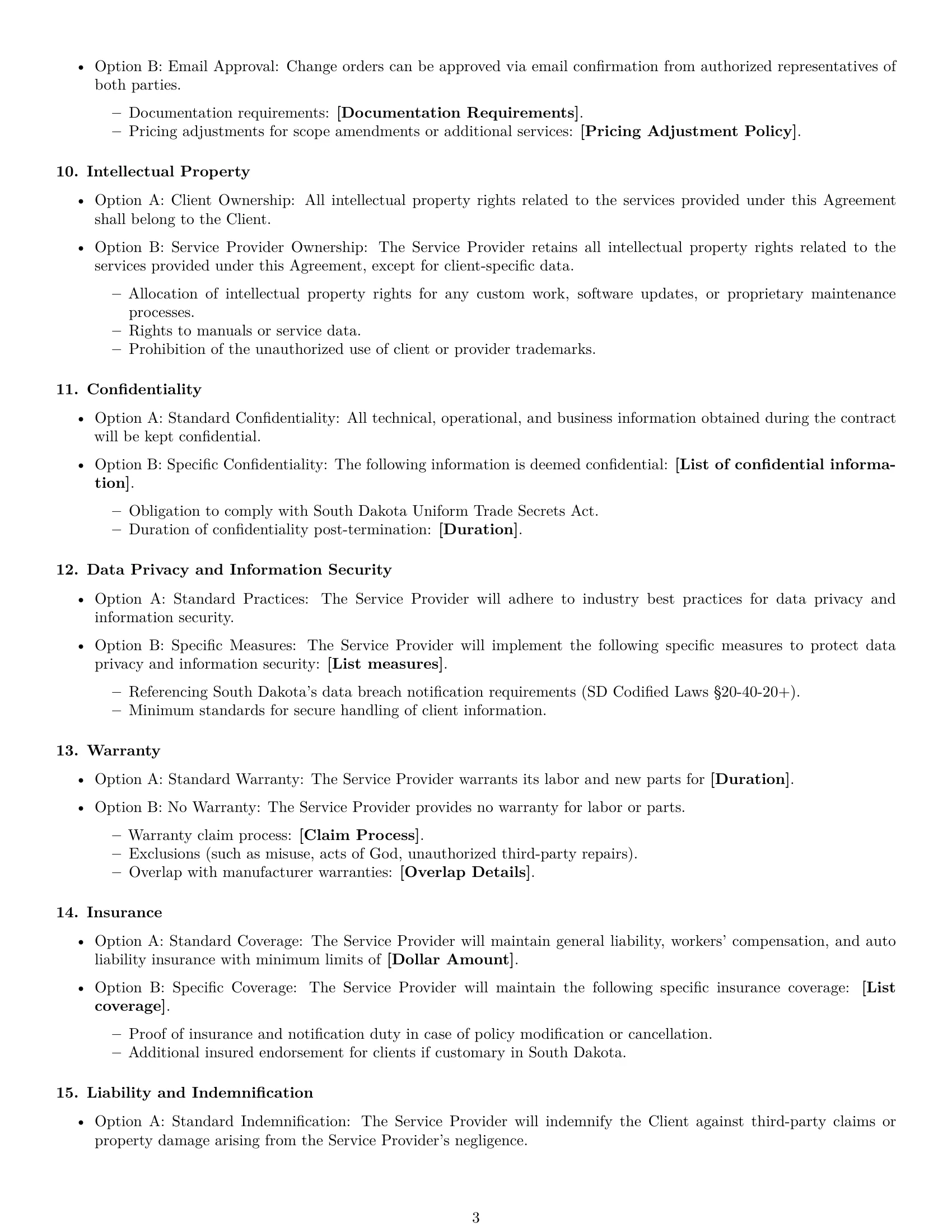Preview page 3 of Free South Dakota maintenance service contract template
