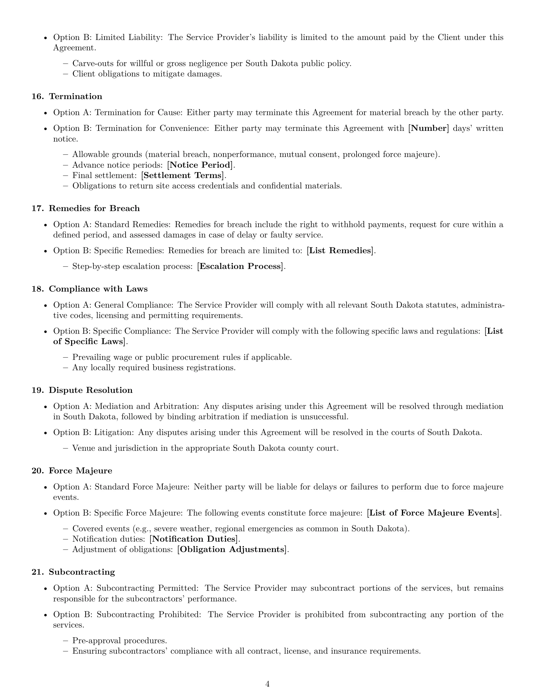 Preview page 4 of Free South Dakota maintenance service contract template