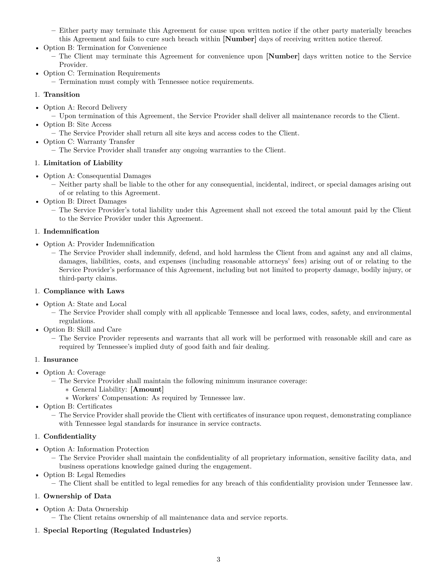 Preview page 3 of Free Tennessee maintenance service contract template