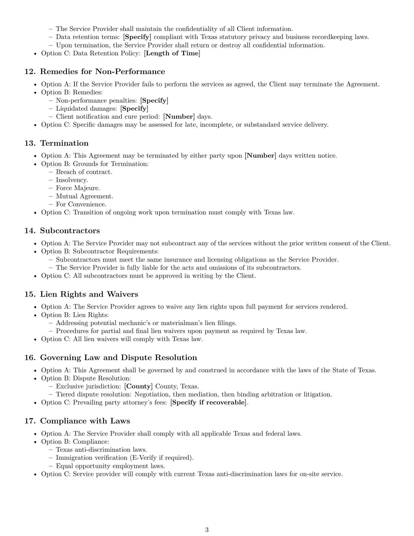 Preview page 3 of Free Texas maintenance service contract template