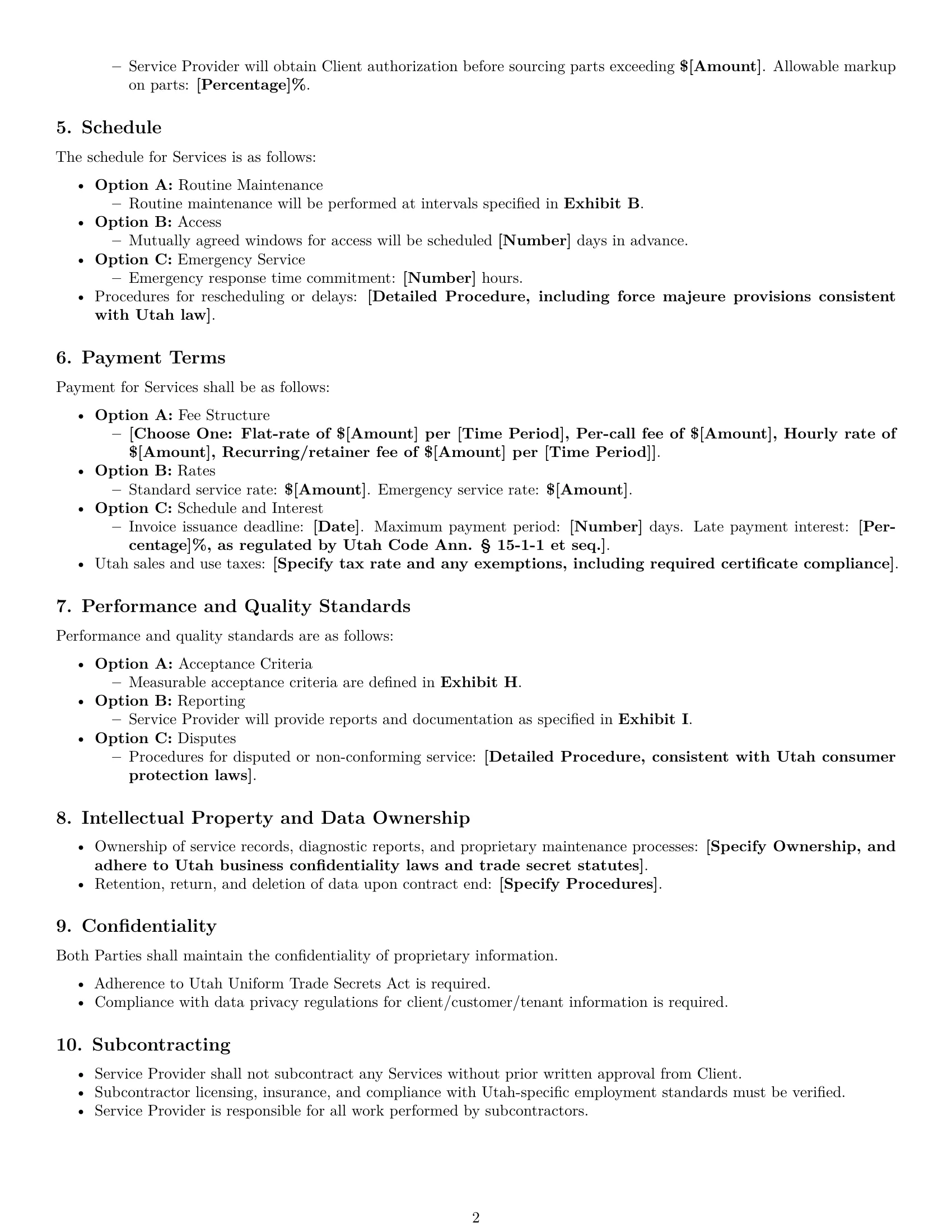 Preview page 2 of Free Utah maintenance service contract template