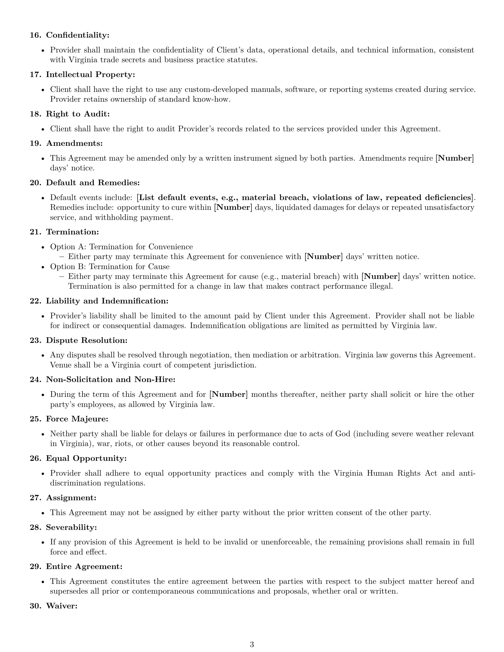 Preview page 3 of Free Virginia maintenance service contract template