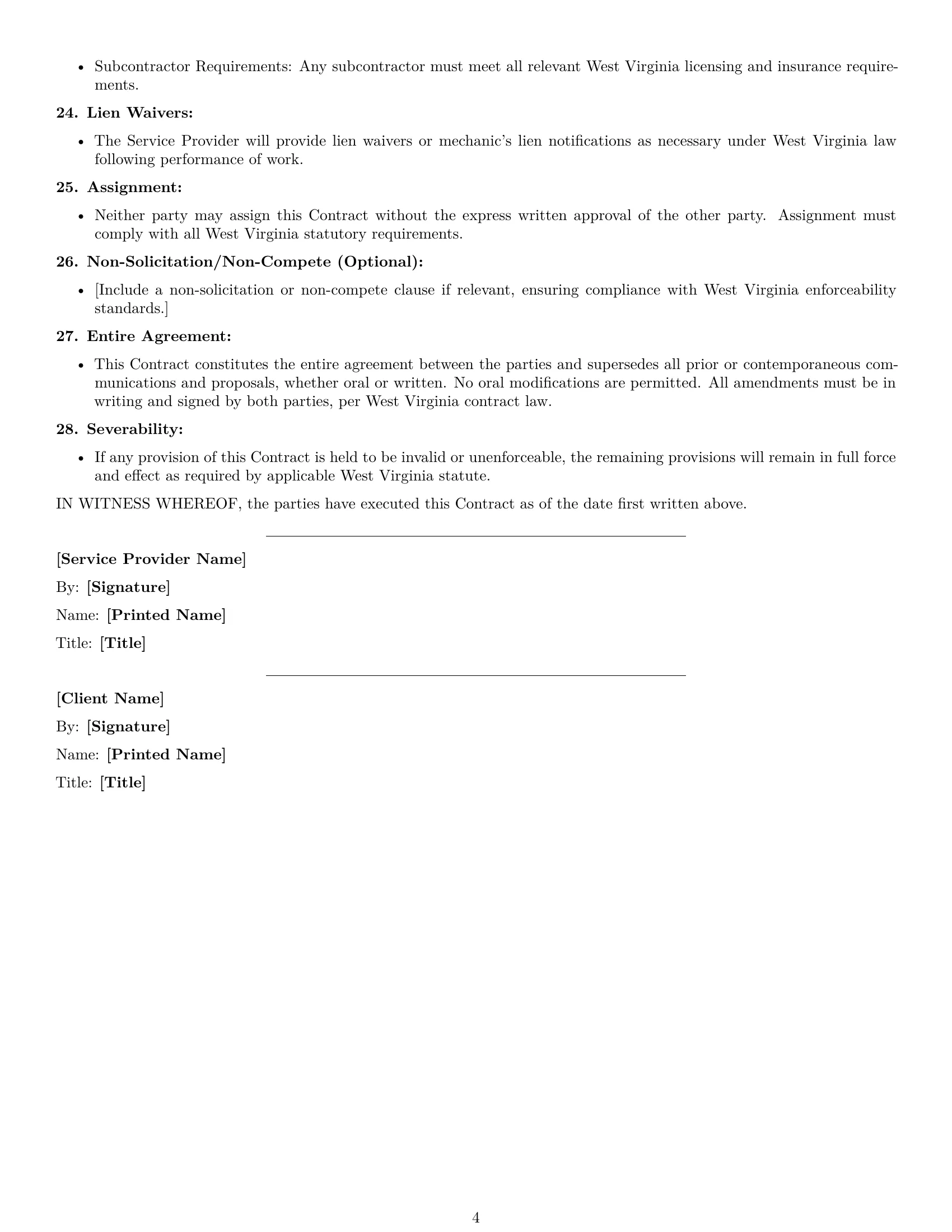Preview page 4 of Free West Virginia maintenance service contract template