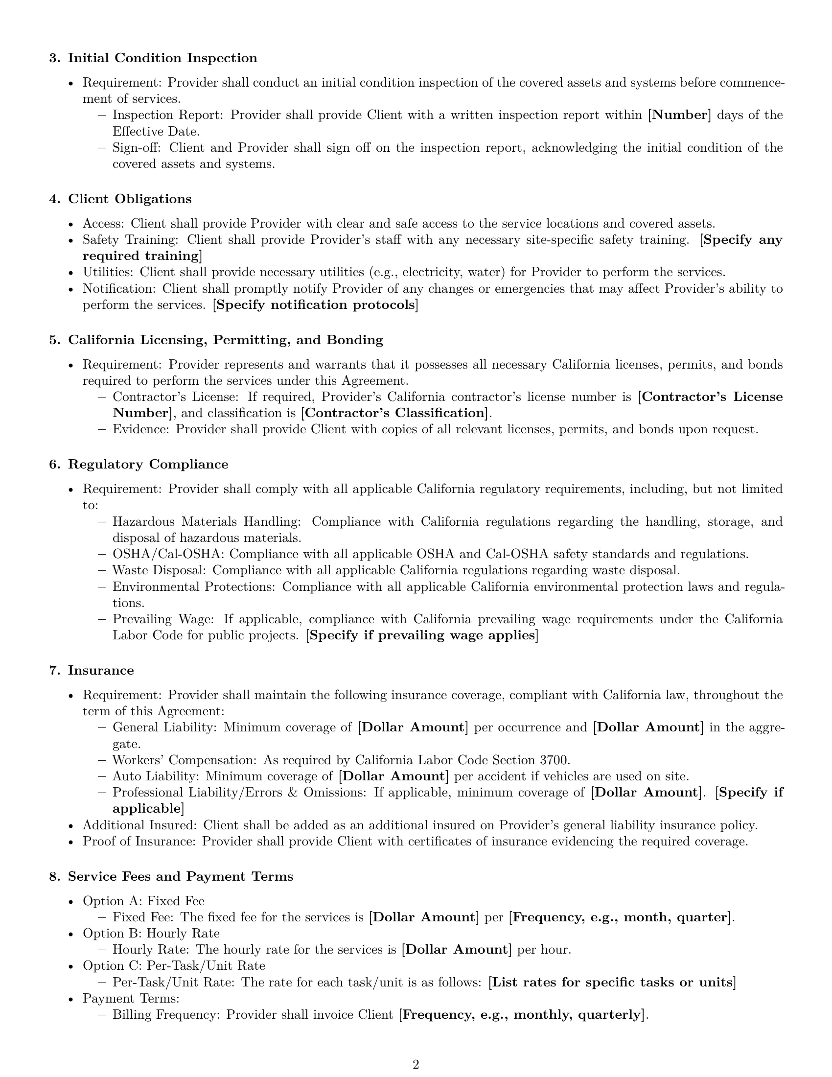 Preview page 2 of Free California maintenance service contract template