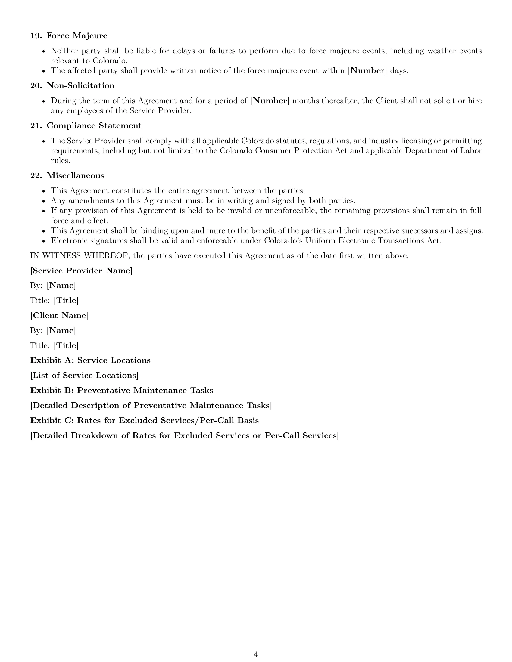 Preview page 4 of Free Colorado maintenance service contract template