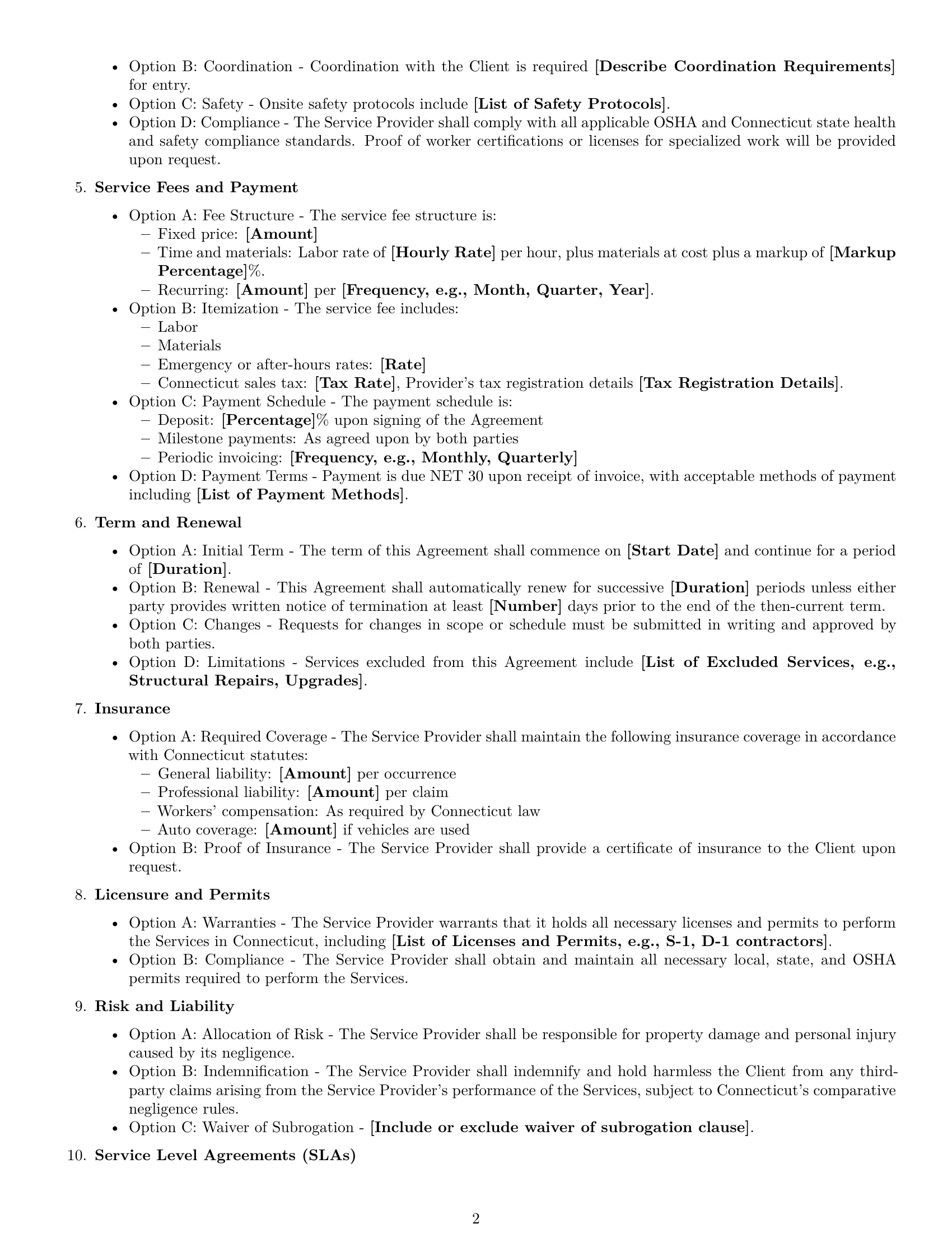Preview page 2 of Free Connecticut maintenance service contract template