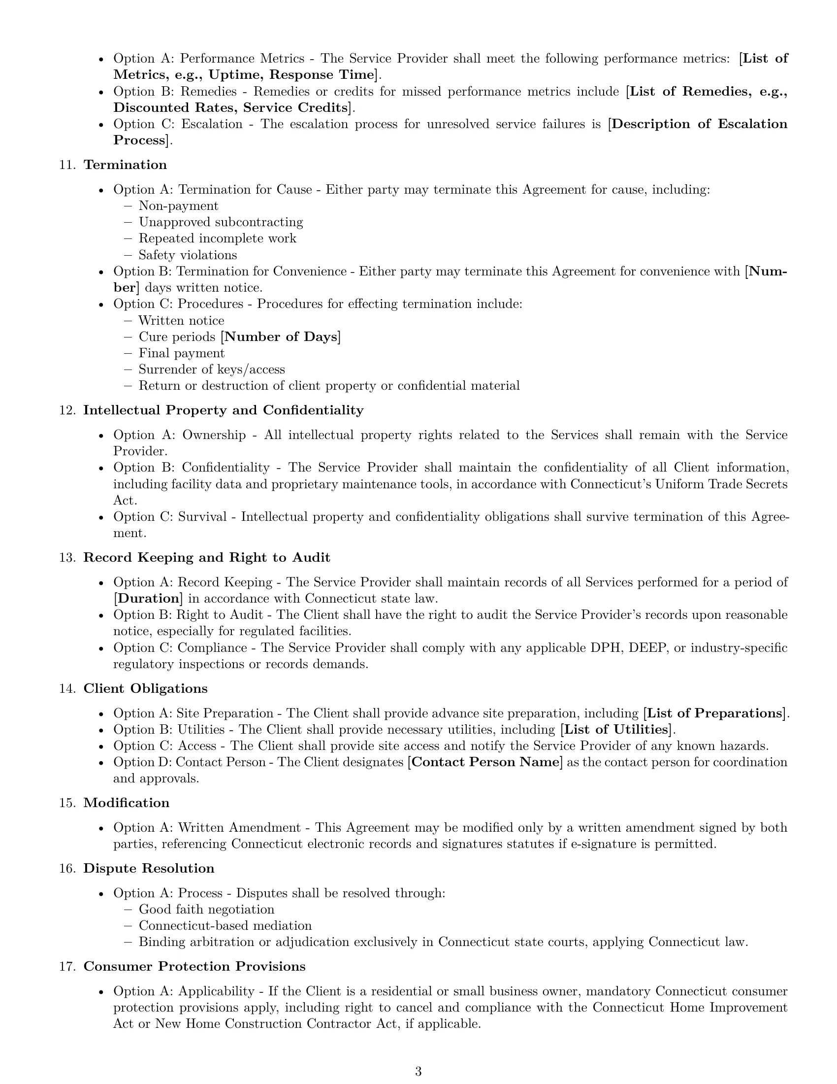 Preview page 3 of Free Connecticut maintenance service contract template