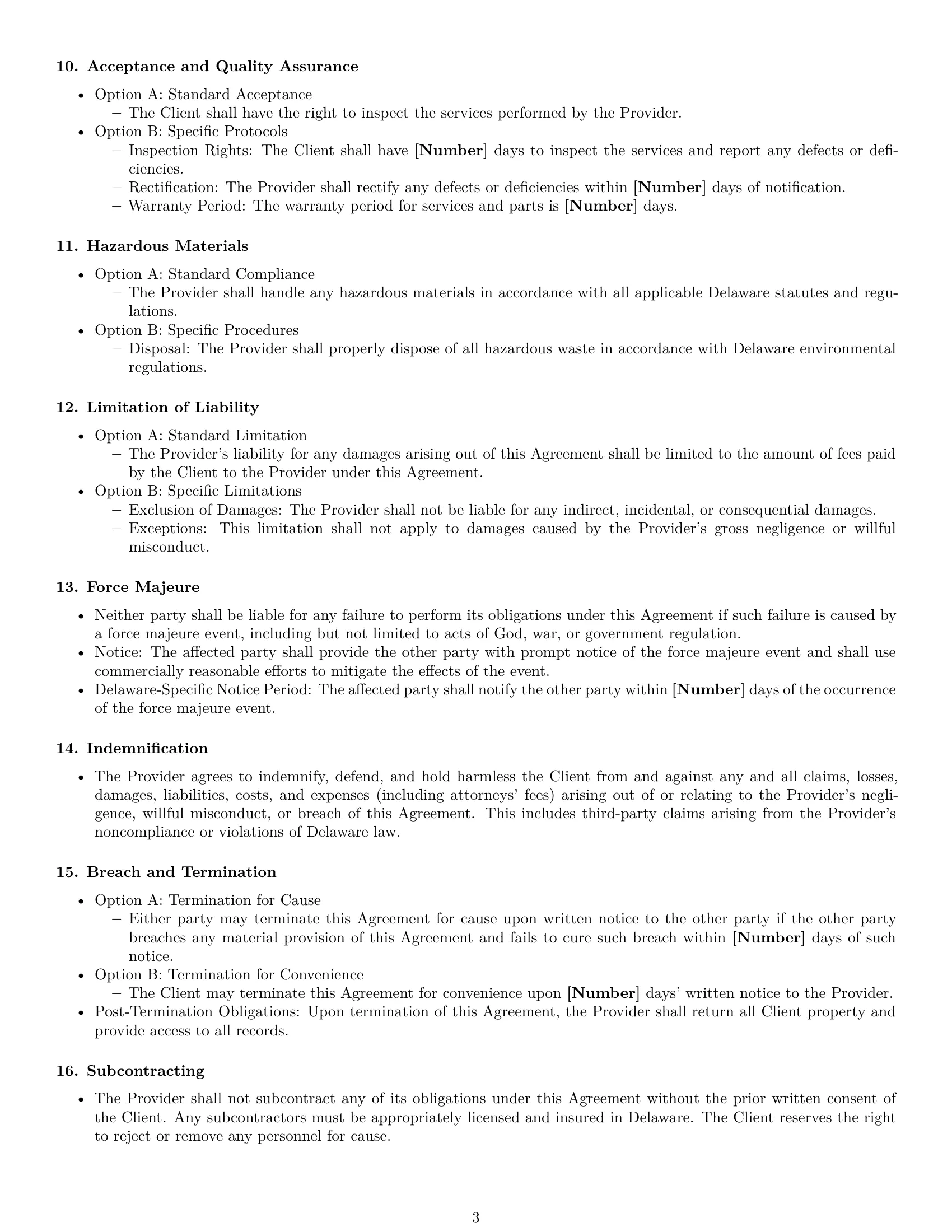 Preview page 3 of Free Delaware maintenance service contract template