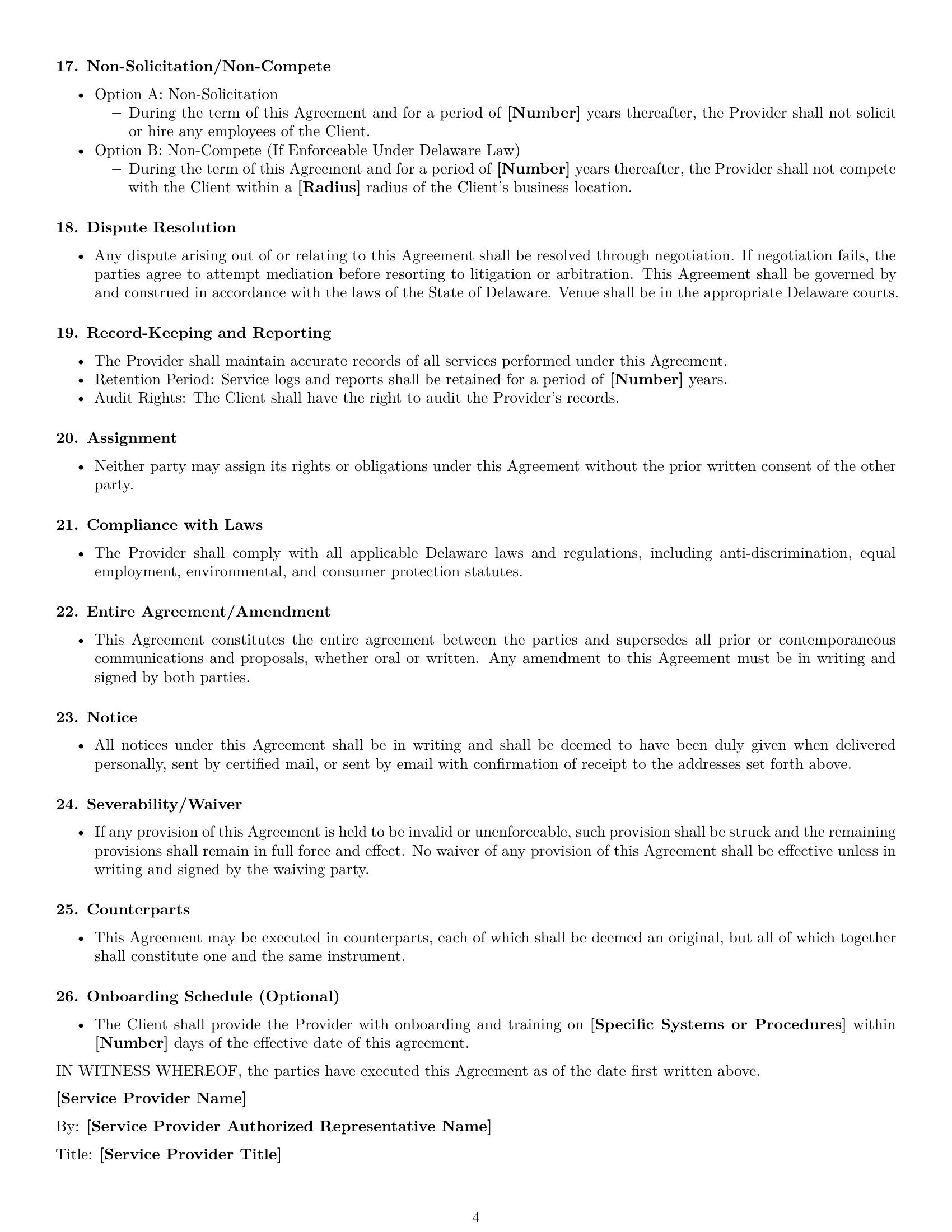 Preview page 4 of Free Delaware maintenance service contract template