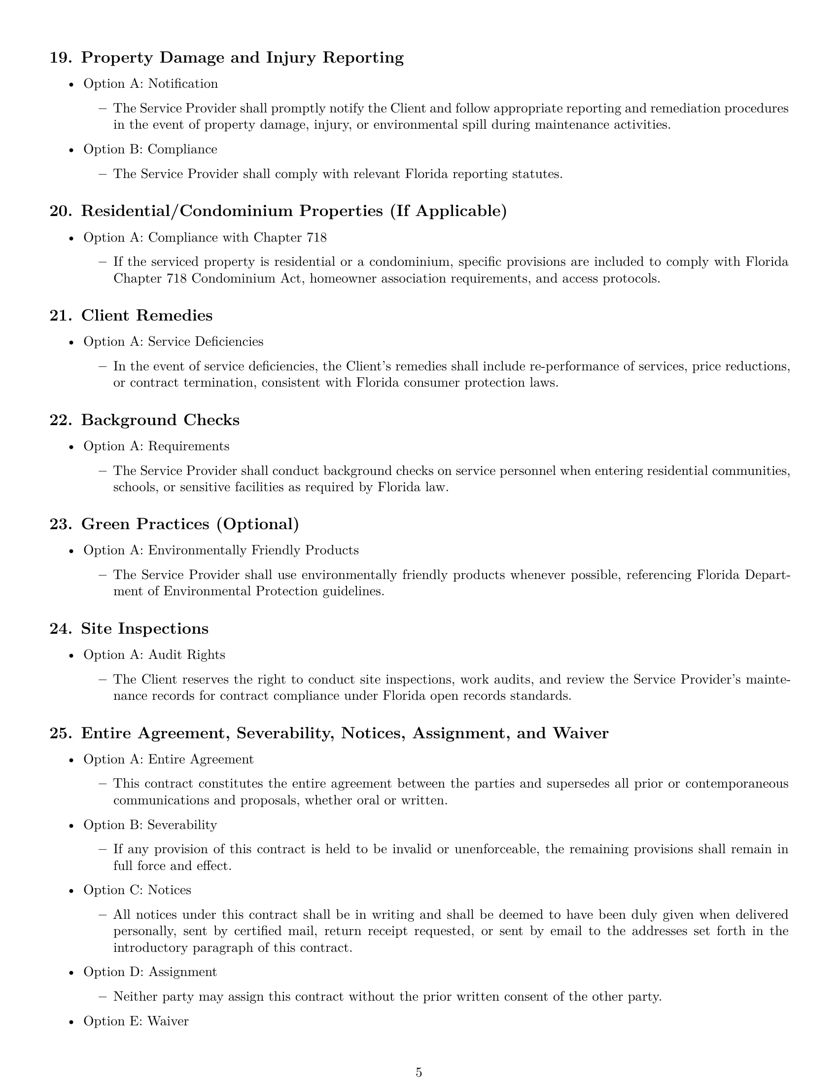 Preview page 5 of Free Florida maintenance service contract template