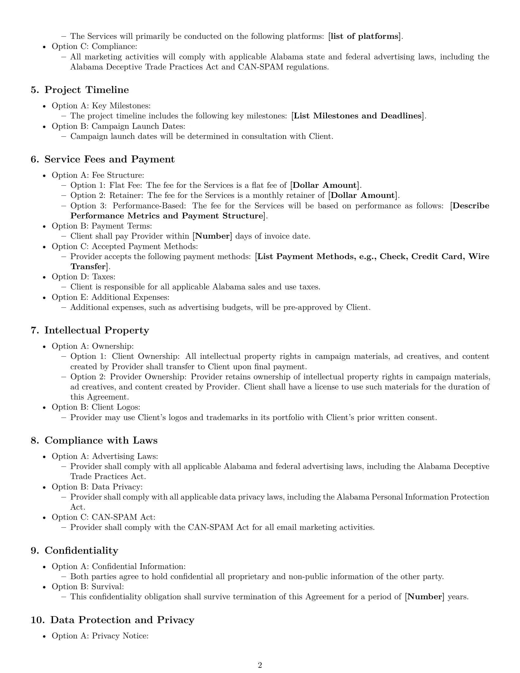 Preview page 2 of Free Alabama marketing service contract template
