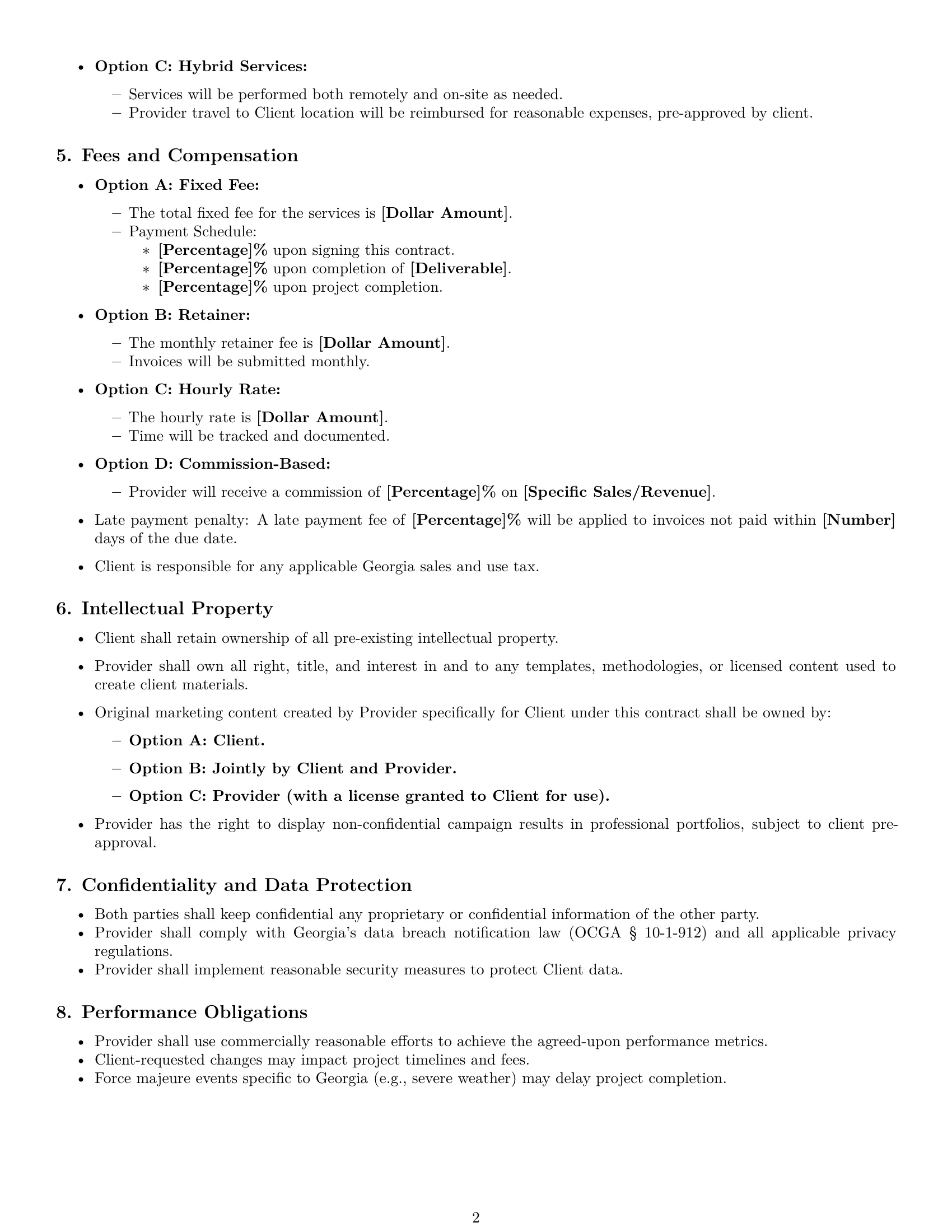 Preview page 2 of Free Georgia marketing service contract template