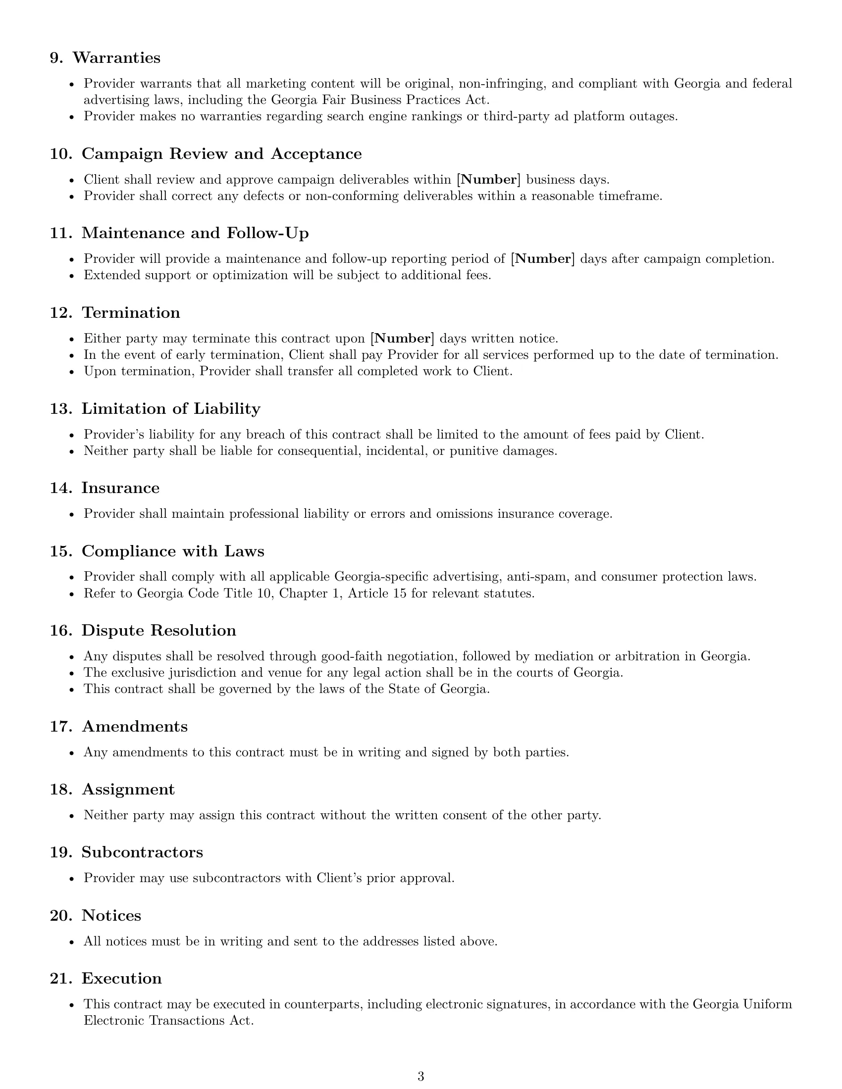 Preview page 3 of Free Georgia marketing service contract template