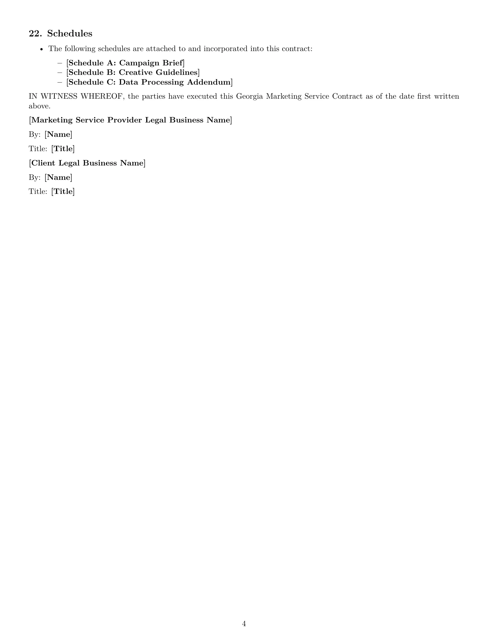 Preview page 4 of Free Georgia marketing service contract template