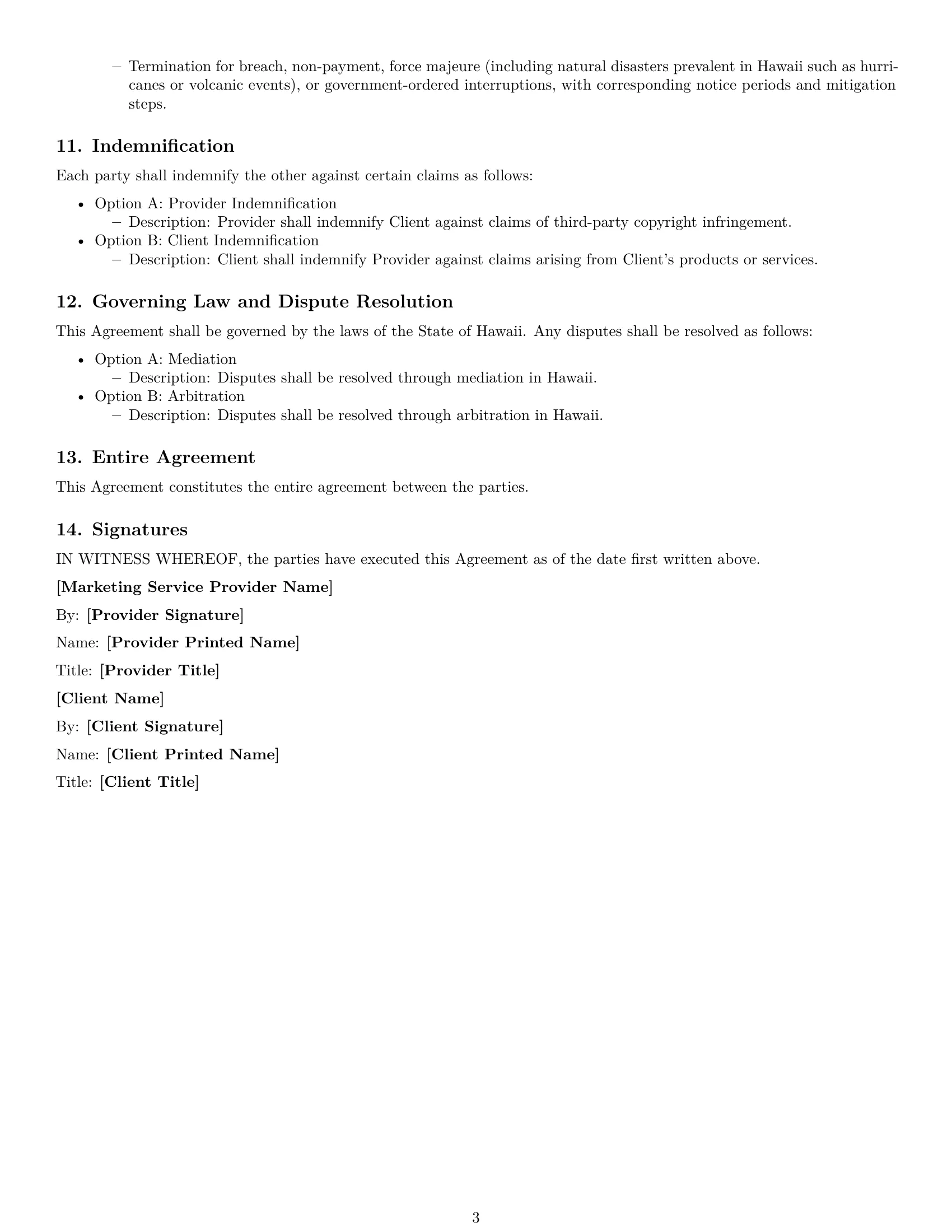 Preview page 3 of Free Hawaii marketing service contract template