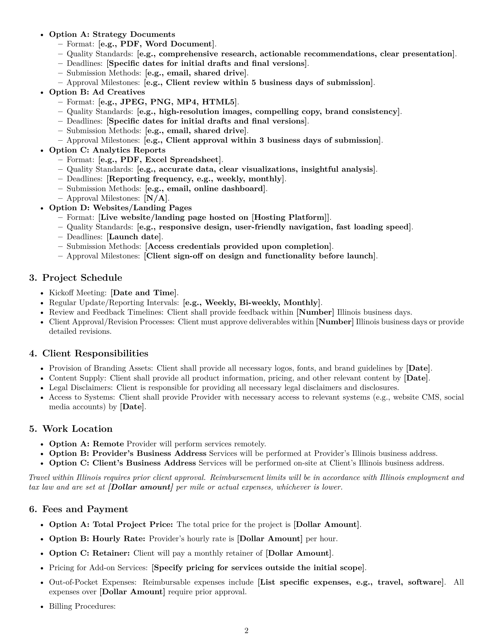 Preview page 2 of Free Illinois marketing service contract template