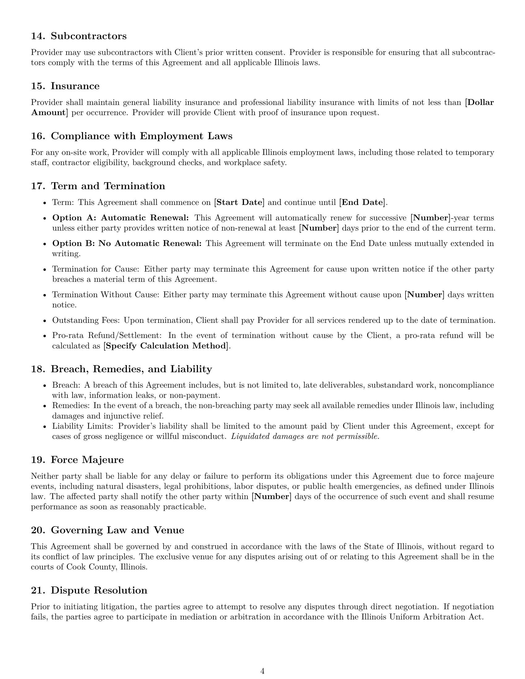 Preview page 4 of Free Illinois marketing service contract template